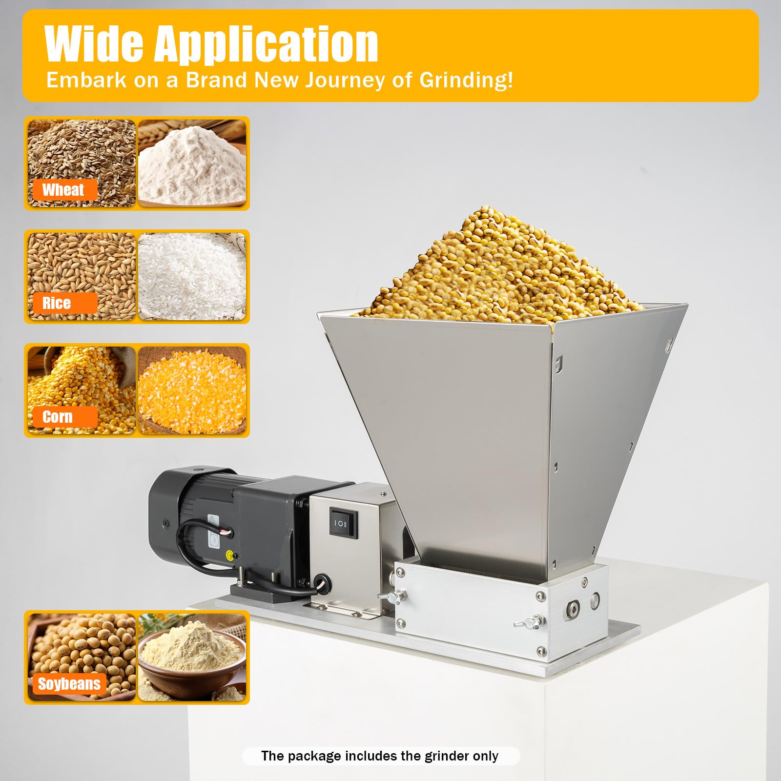 60W Electric Grain Mill Grinder for Home Brewing - 110V Stainless Steel 2-Roller Mill with 4L Large Capacity Hopper - Perfect for Grinding Coffee Beans, Rice, Corn, Pepper & Herbs - Ideal for Home Brewers, Coffee Enthusiasts & Organic Food Lovers