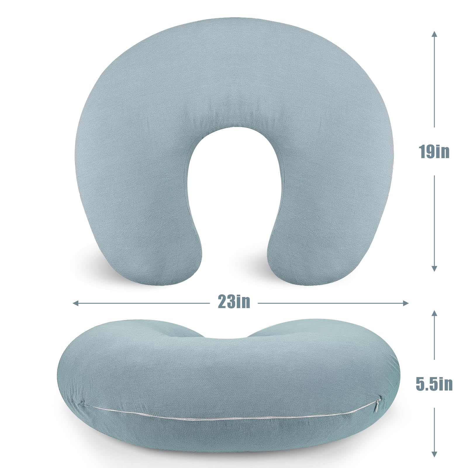 SWESEN 2 Pack Nursing Pillow Covers - Breathable Linen Slipcovers for Breastfeeding & Infant Feeding Pillows (Green & Blue) - Washable & Soft for Baby Girl & Boy - Perfect for Nursing, Bottle Feeding & Comfort at Home or Travel