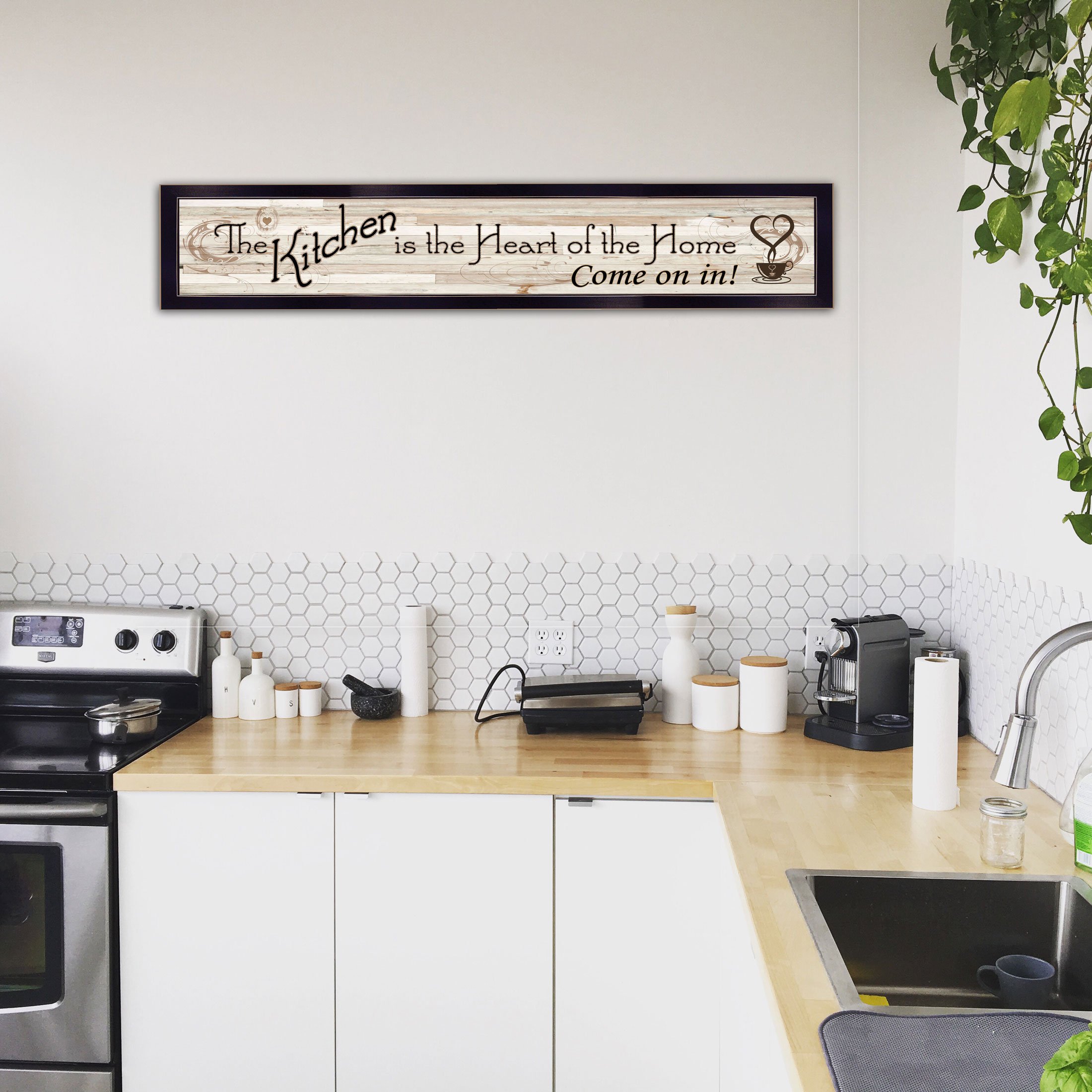 Ready to Hang Framed Print - 32x7 Inch Earth Tone Kitchen Wall Art Decor - Perfect for Home, Dining Room & Office Decoration