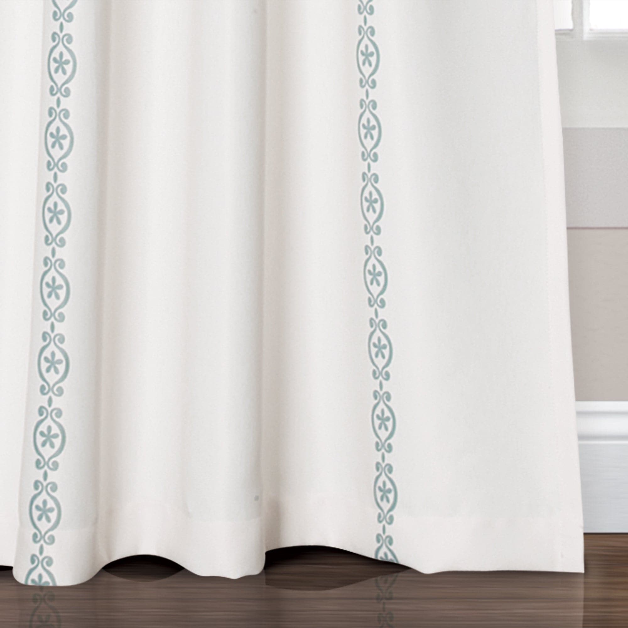 Stripe Medallion Light Filtering Window Curtain Set - Elegant Room Darkening Drapes for Living Room & Bedroom