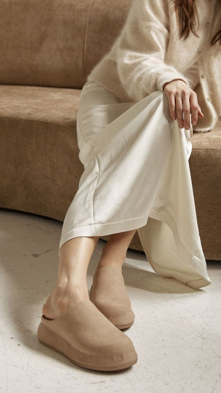 Alias Mae Phoebe Slide Sandals - Cream Nubuck Leather Comfortable Slides for Women | Perfect for Beach, Poolside, and Summer Casual Wear