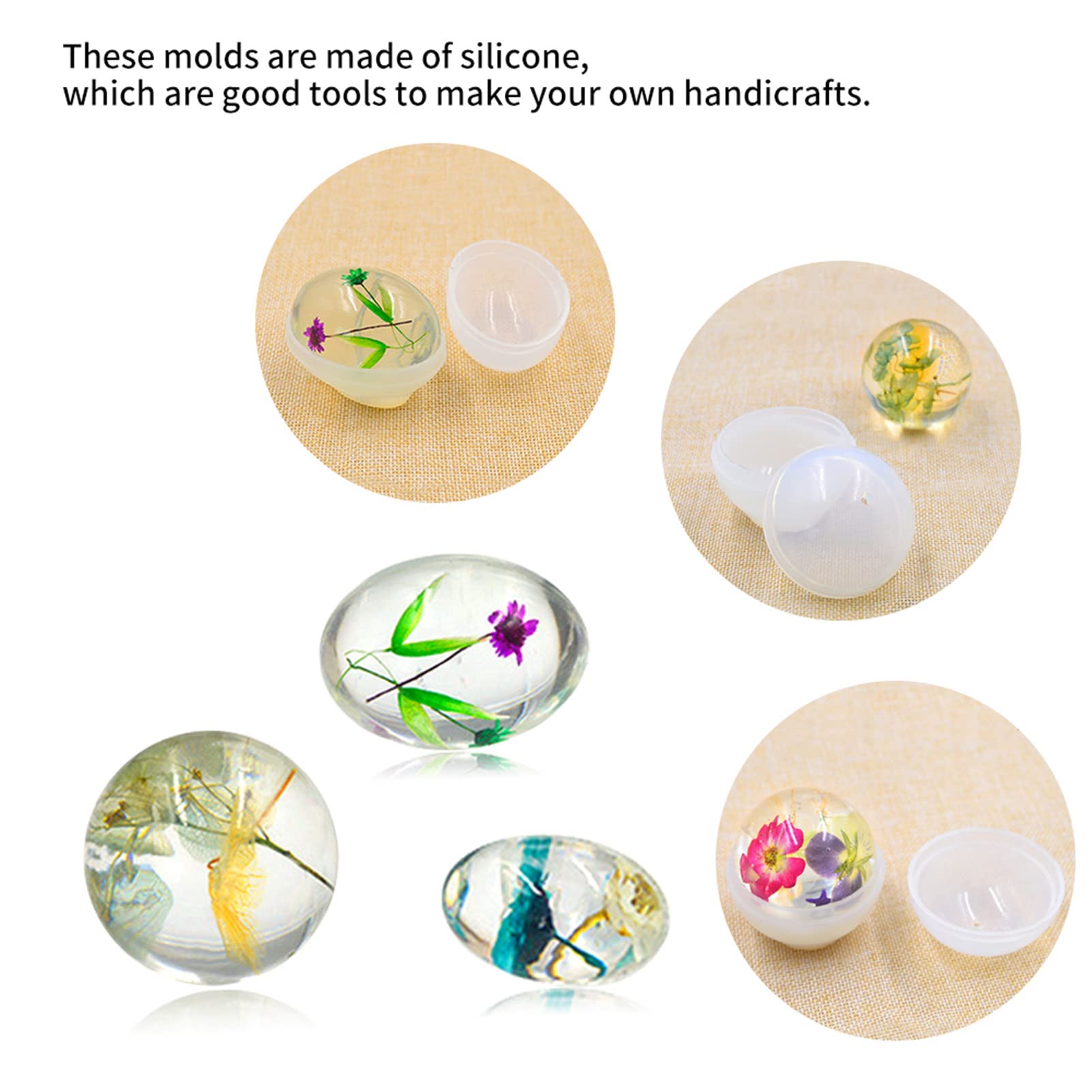 Premium Silicone Egg & Sphere Molds for Resin Jewelry Making - DIY Craft Sphere Ball Molds for Handmade Resin Art, Soap Making & Candle Decor (Set of 6) - Perfect for Home Crafts, Gift Making & DIY Decor Projects