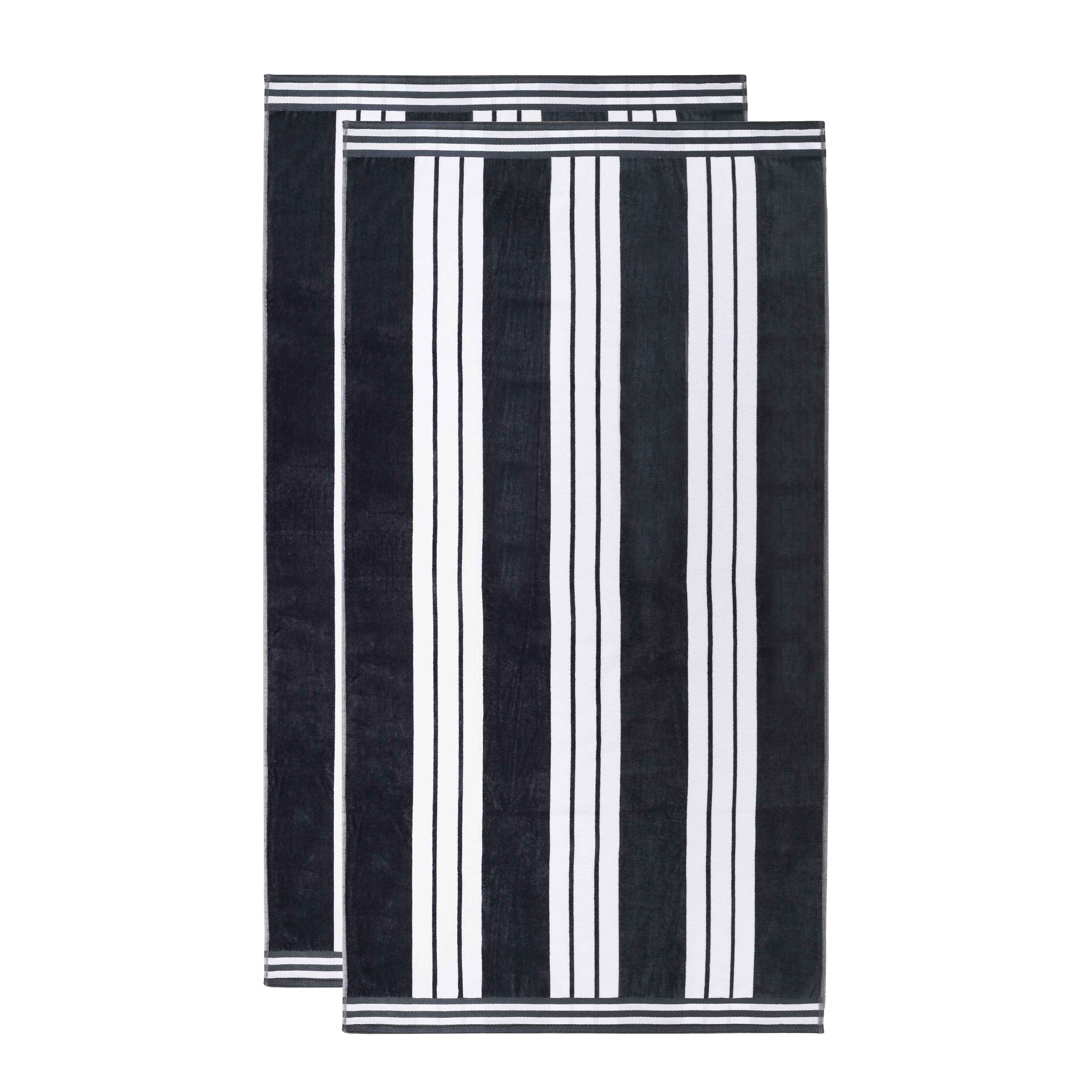 Premium Cabana Stripe Oversized Cotton Beach Towel Set (2/4/6 Pack) - Soft Quick-Dry Bath Towels for Pool, Beach, Yoga & Travel