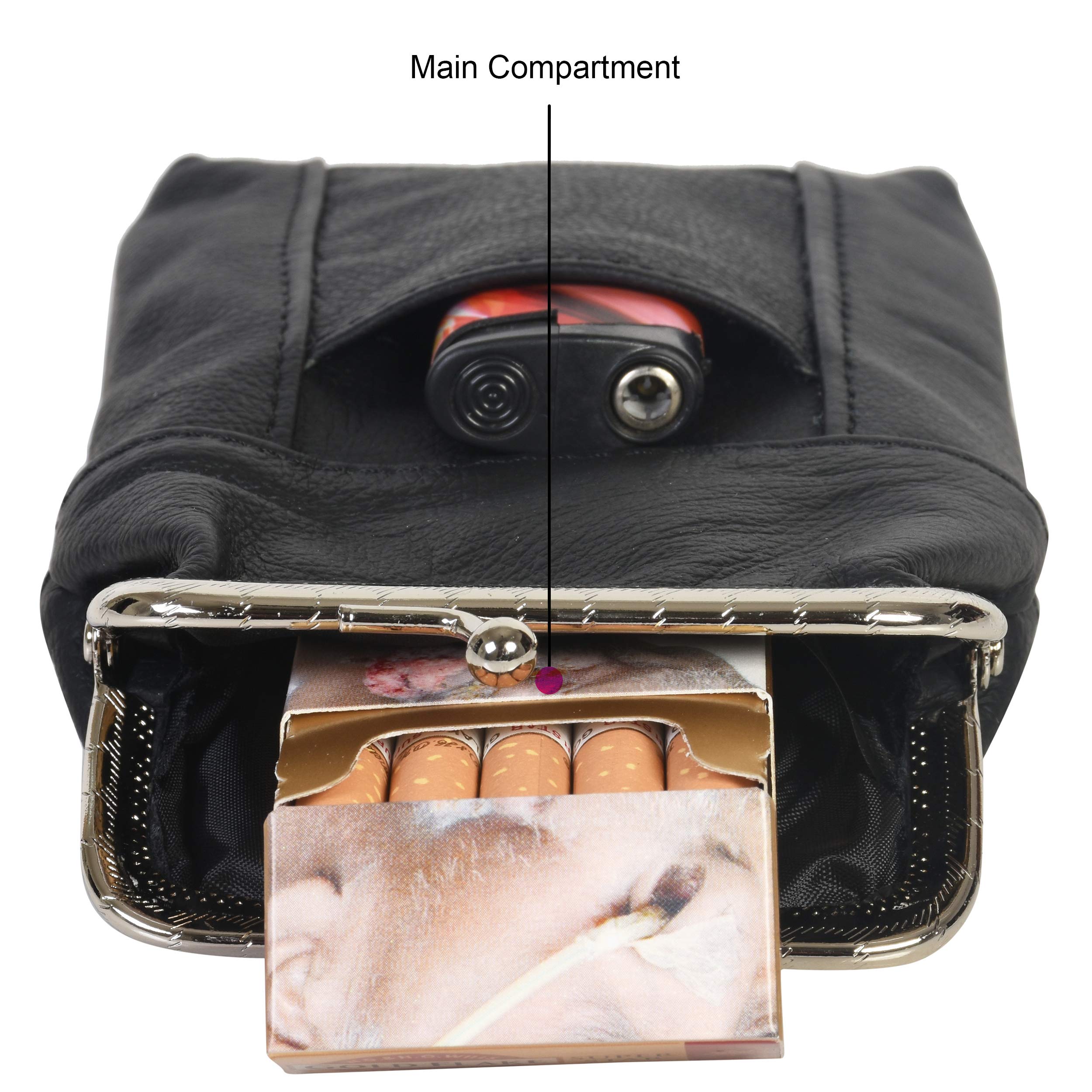 Premium Black Leather Cigarette Case with Built-in Lighter Holder - Classic Design for Kings & 100's Size Cigarettes | Perfect for Travel, Night Out & Everyday Use