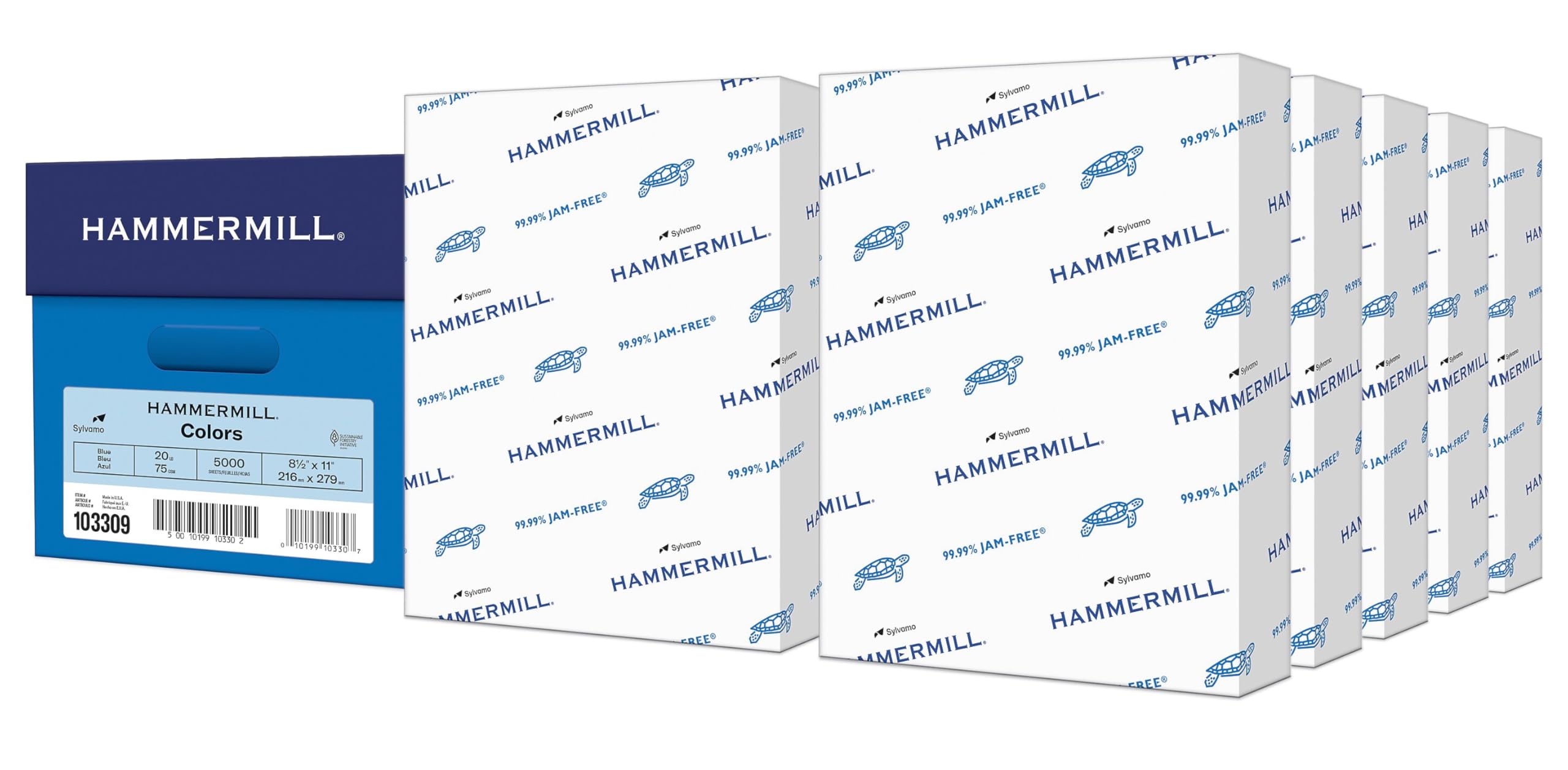 Hammermill 20 lb Blue Colored Printer Paper, 8.5 x 11 Inches - 10 Reams (5,000 Sheets) | Pastel Paper for School, Office & Craft Projects | Made in USA | 103309C