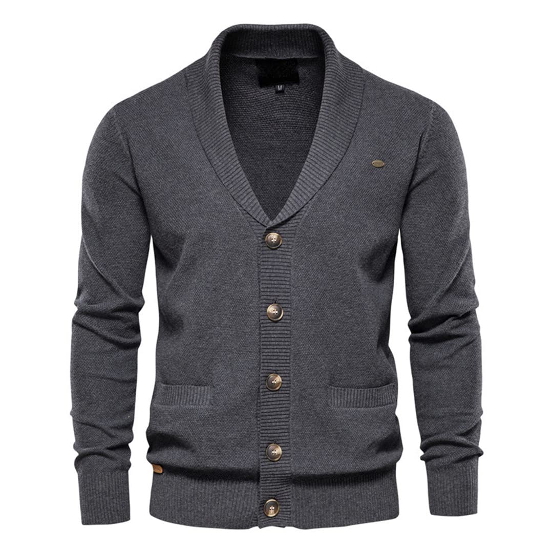 Men's Slim Fit Knitted Cardigan Sweater - Casual Lapel Jacket for Autumn & Winter - Warm Khaki Coat for Office, Dating & Outdoor Activities