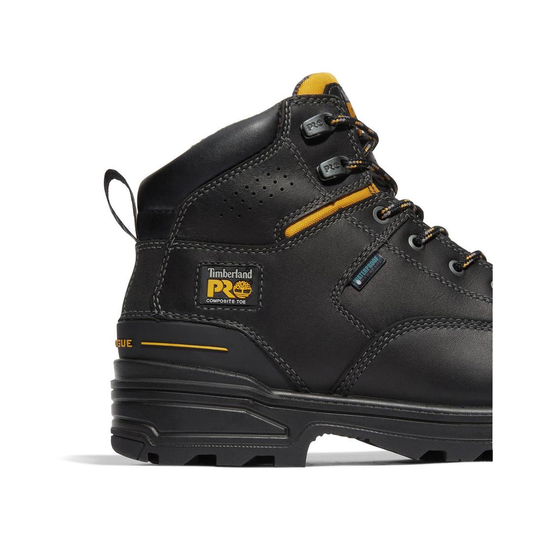 Magnitude 6 Inch Composite Toe Waterproof Work Boots for Men - Black Safety Shoes for Construction, Warehouse & Outdoor Work