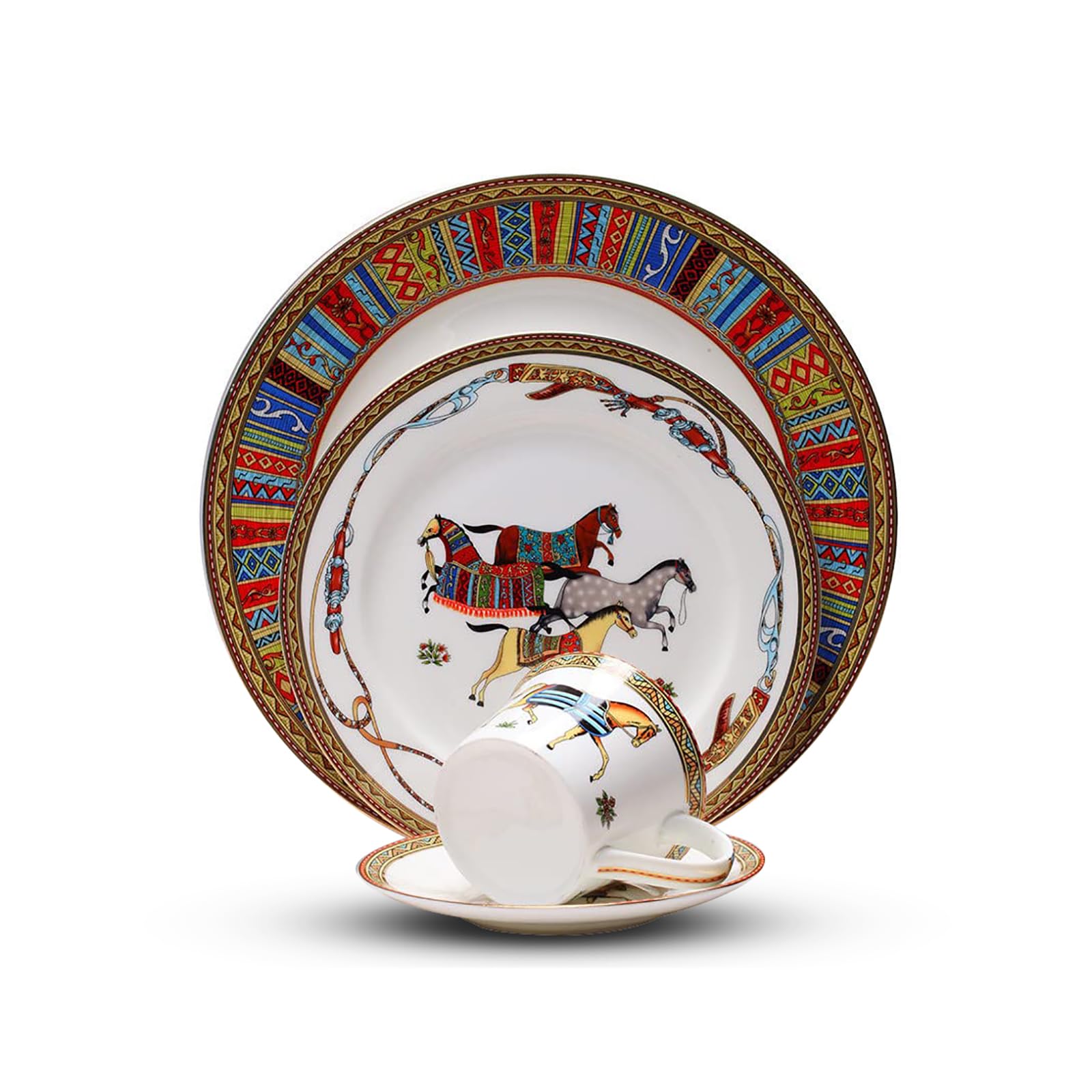 Premium 16-Piece Bone China Dinnerware Set for 4 - Includes 4 Dinner Plates (10.5