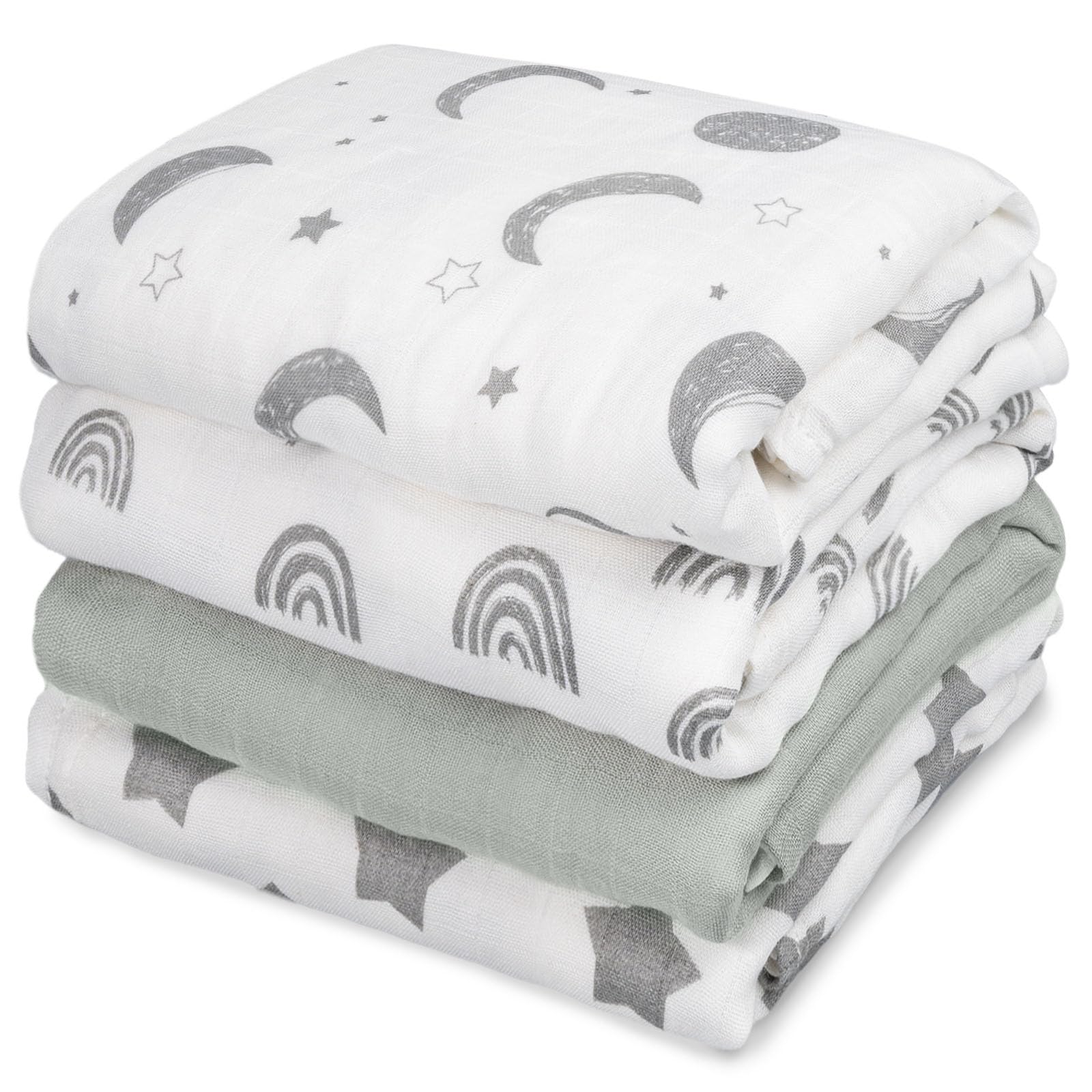 GLLQUEN Baby Muslin Swaddle Blankets 4-Pack - 35