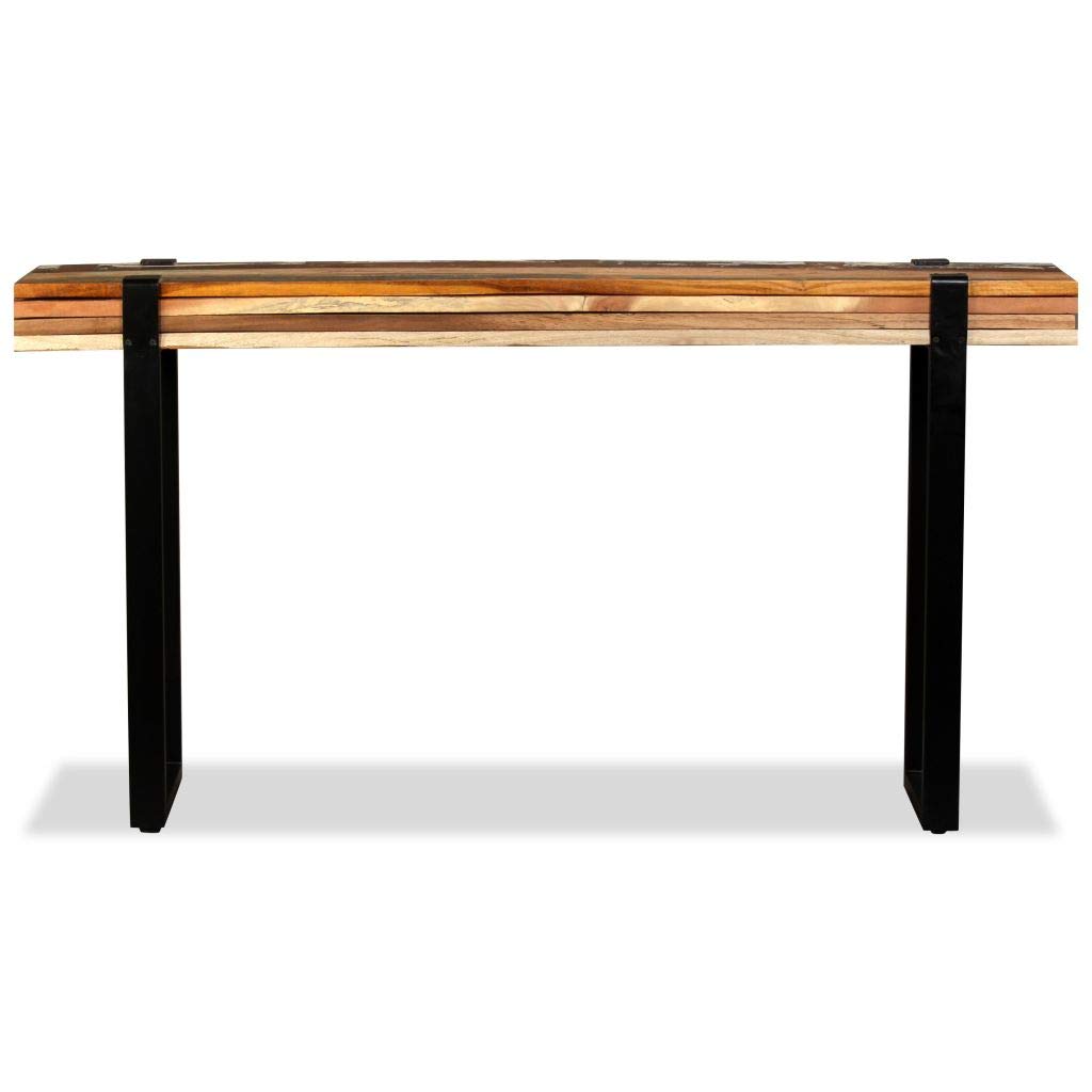 FAMIROSA Solid Reclaimed Wood Console Table - Adjustable Height Entryway Sofa Table for Living Room, Hallway & Bedroom Decor