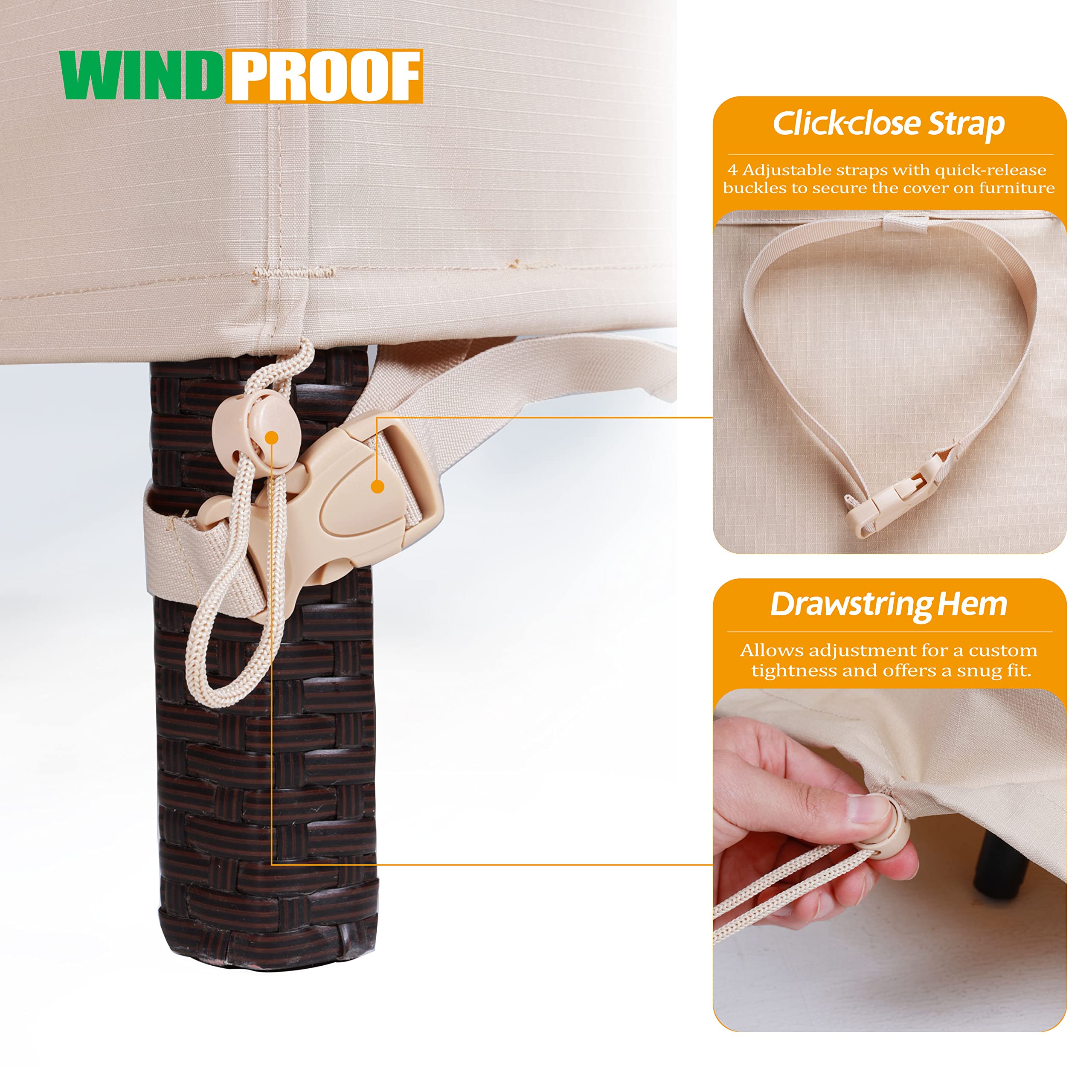Waterproof UV-Resistant Round Patio Furniture Cover - 96