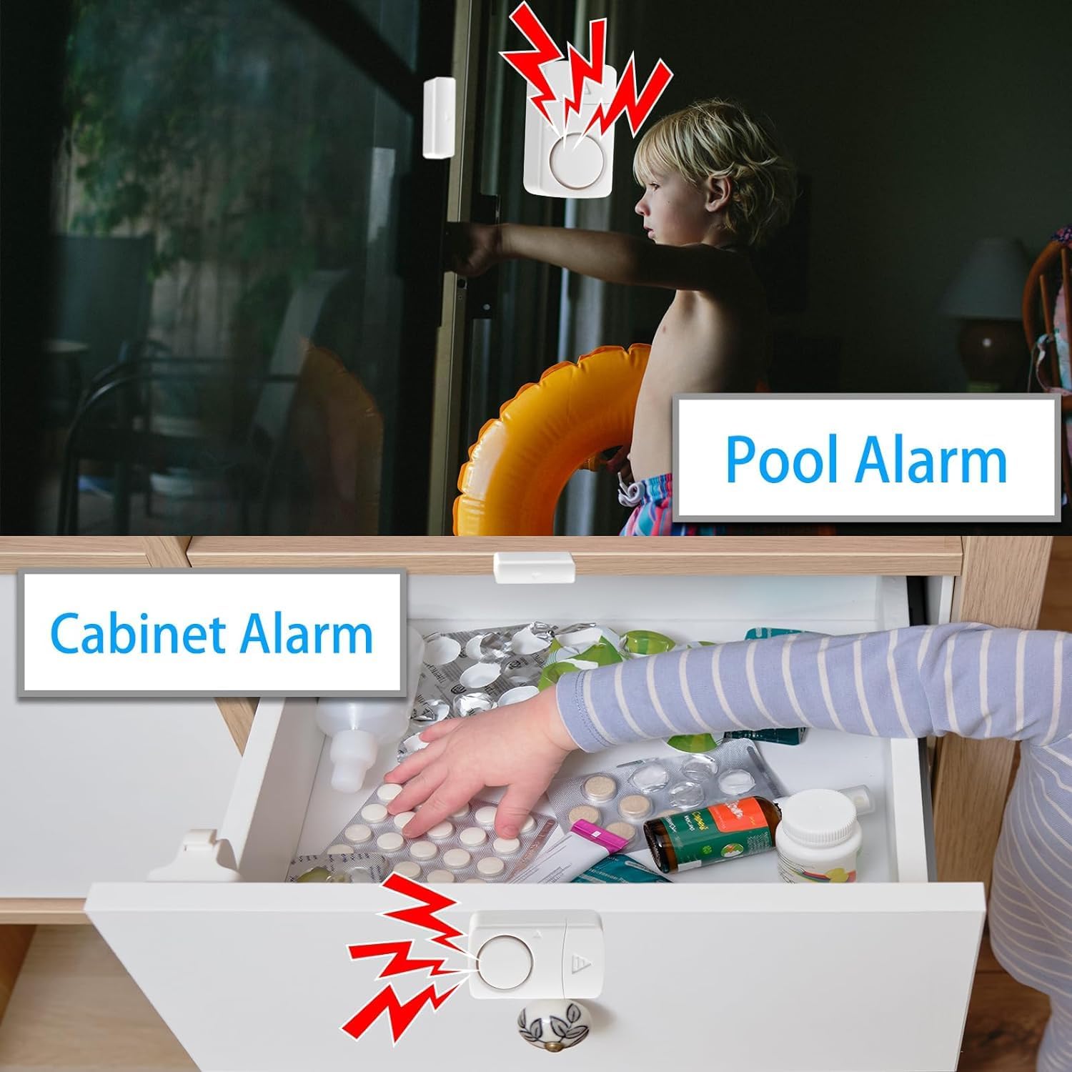 120DB Door Window Alarm Sensor for Home & Pool Safety, Kids Protection, Ideal for Windows, Doors, and Patio Security