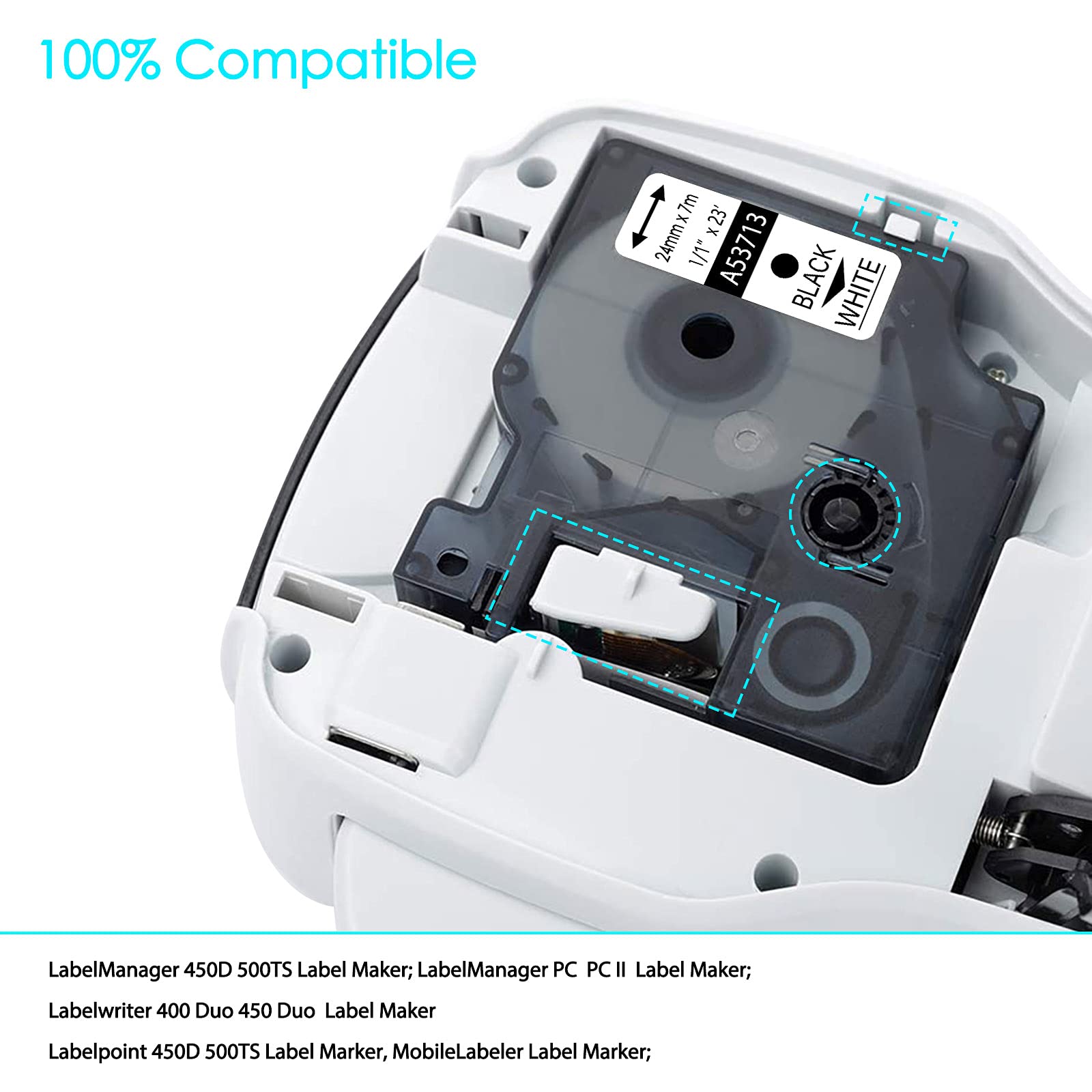 GREENCYCLE Compatible Label Maker Tape 53713 S0720930 for DYMO D1 Cartridge - 1