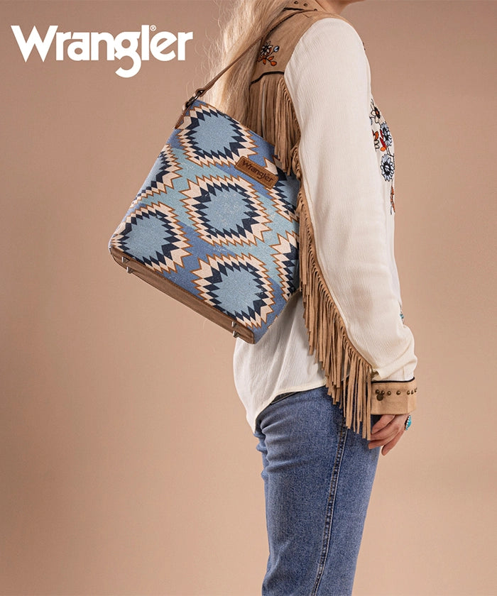 Wrangler Dual-Sided Print Canvas Shoulder Bag for Men & Women - Stylish Crossbody Purse for Travel, Work, and Everyday Use