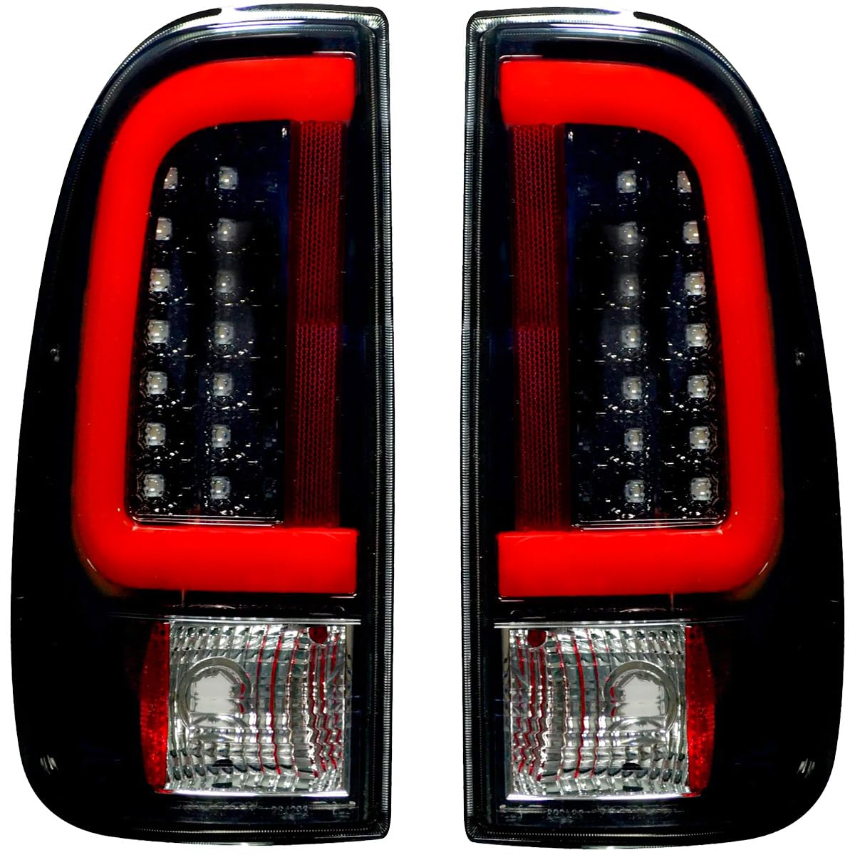 RECON Smoked Lens OLED Tail Lights for 1999-2007 Ford Super Duty F250 F350 F450 F550 Trucks - Durable LED Brake Lights with Enhanced Visibility for Night Driving & Towing