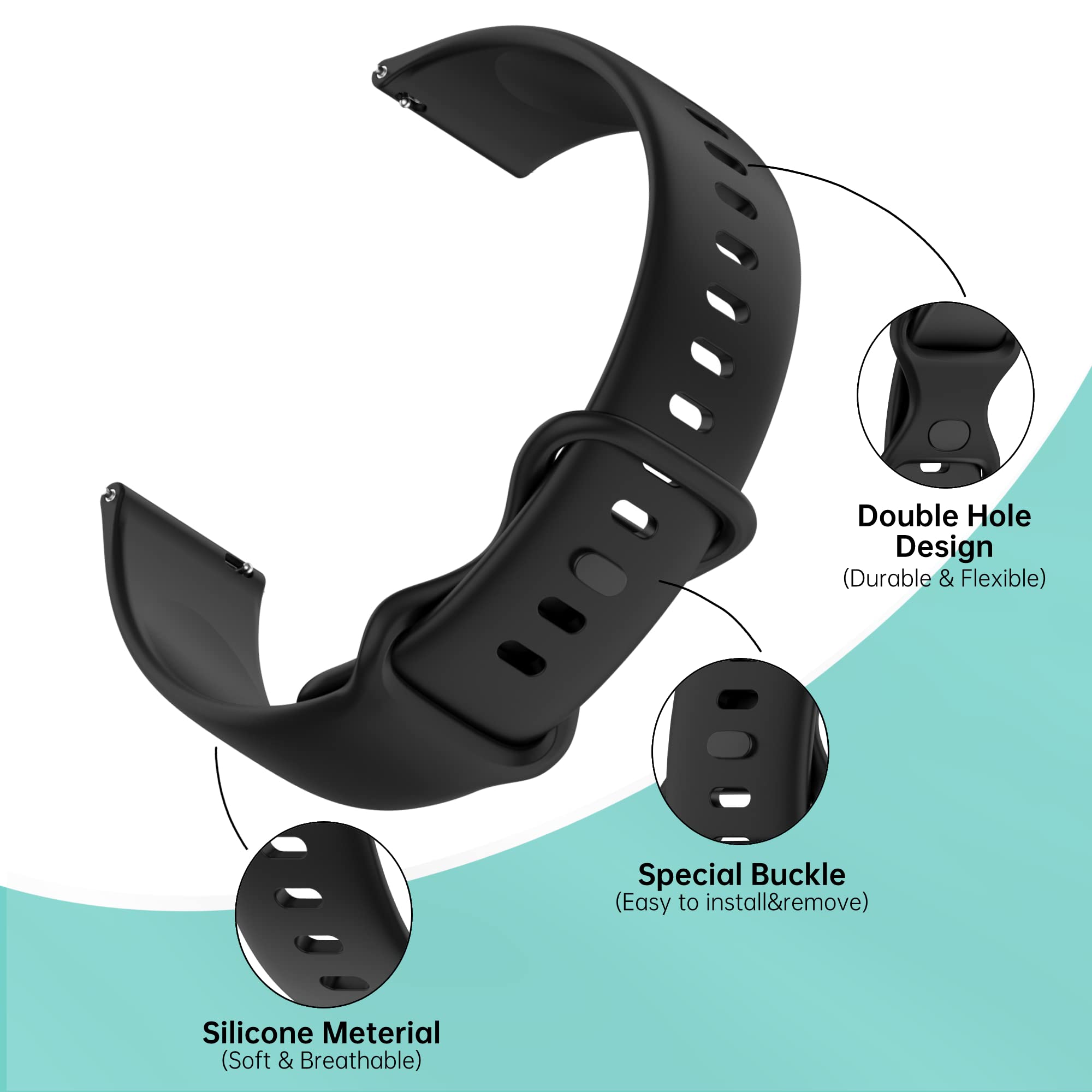 Soft Silicone Replacement Band Compatible with WZWNEER Watch - Adjustable Quick Release Smartwatch Strap for Men & Women | Perfect for Workouts, Running & Daily Wear