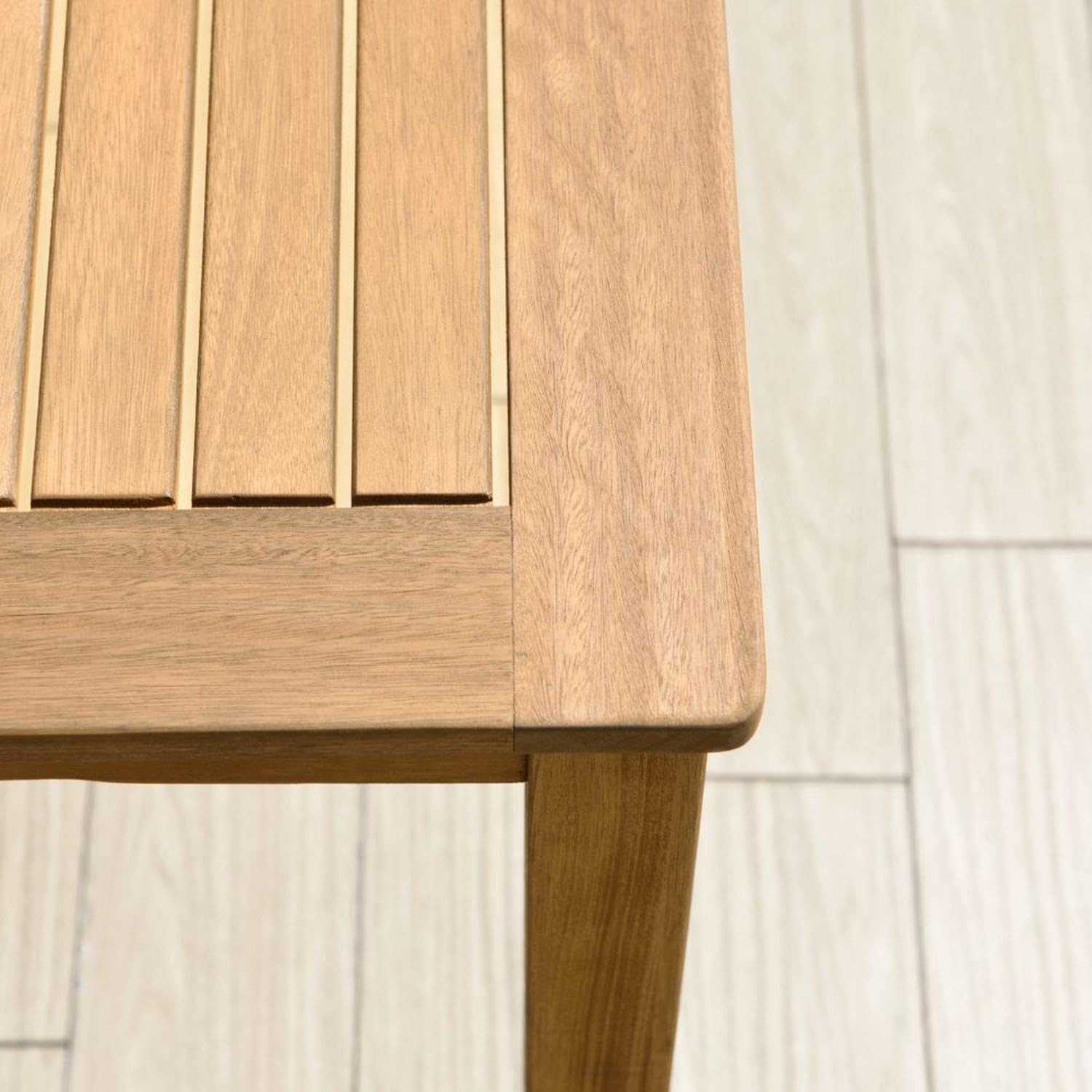 Premium Eucalyptus Wood Outdoor Dining Table with Teak Finish - Weather-Resistant Patio Table for Backyard, Garden & Poolside - Light Brown Wooden Table for Al Fresco Dining & Entertaining
