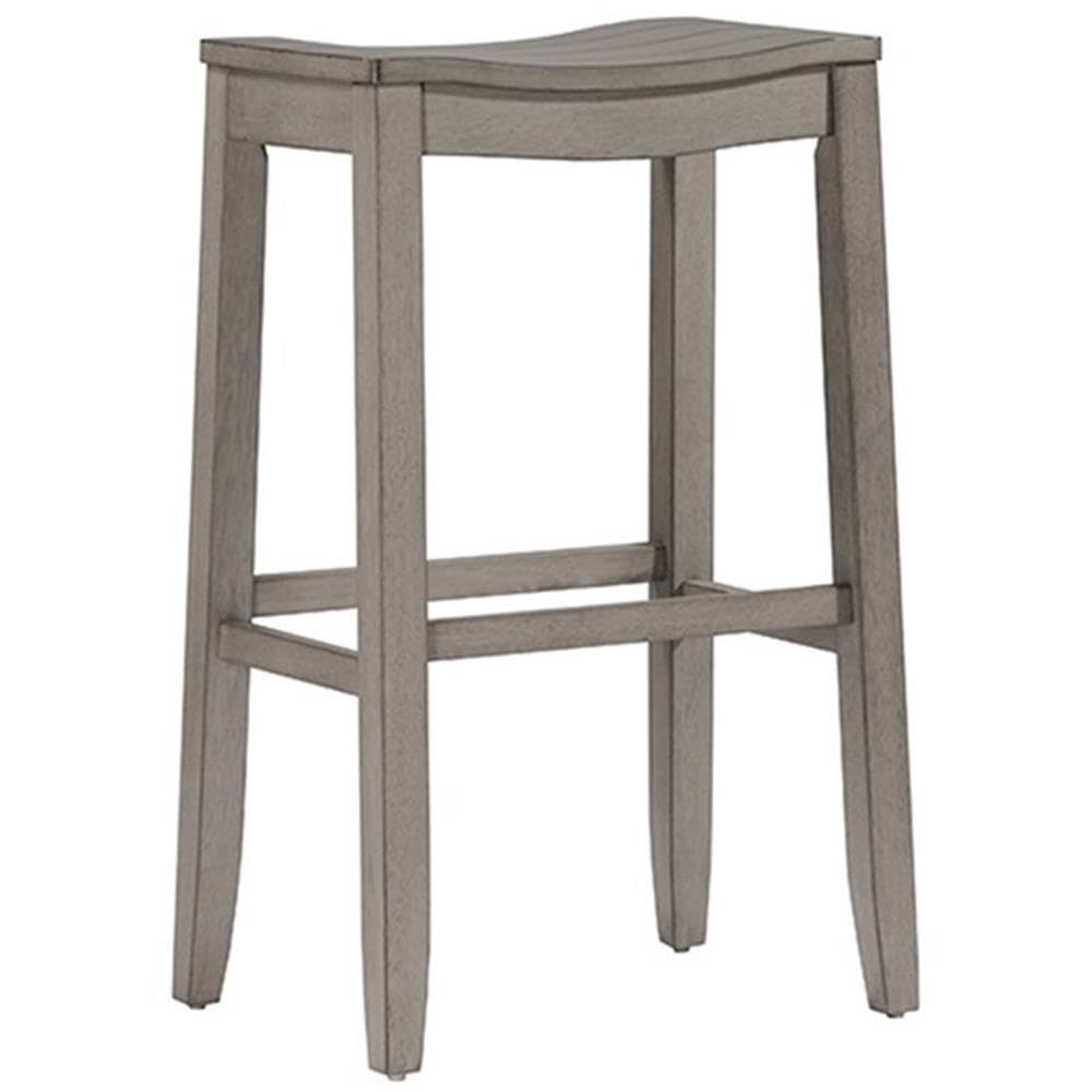 Home Square 24 Inch Counter Height Bar Stools Set of 2 - Rustic Aged Gray Finish - Perfect for Kitchen Island, Breakfast Bar & Home Dining Decor