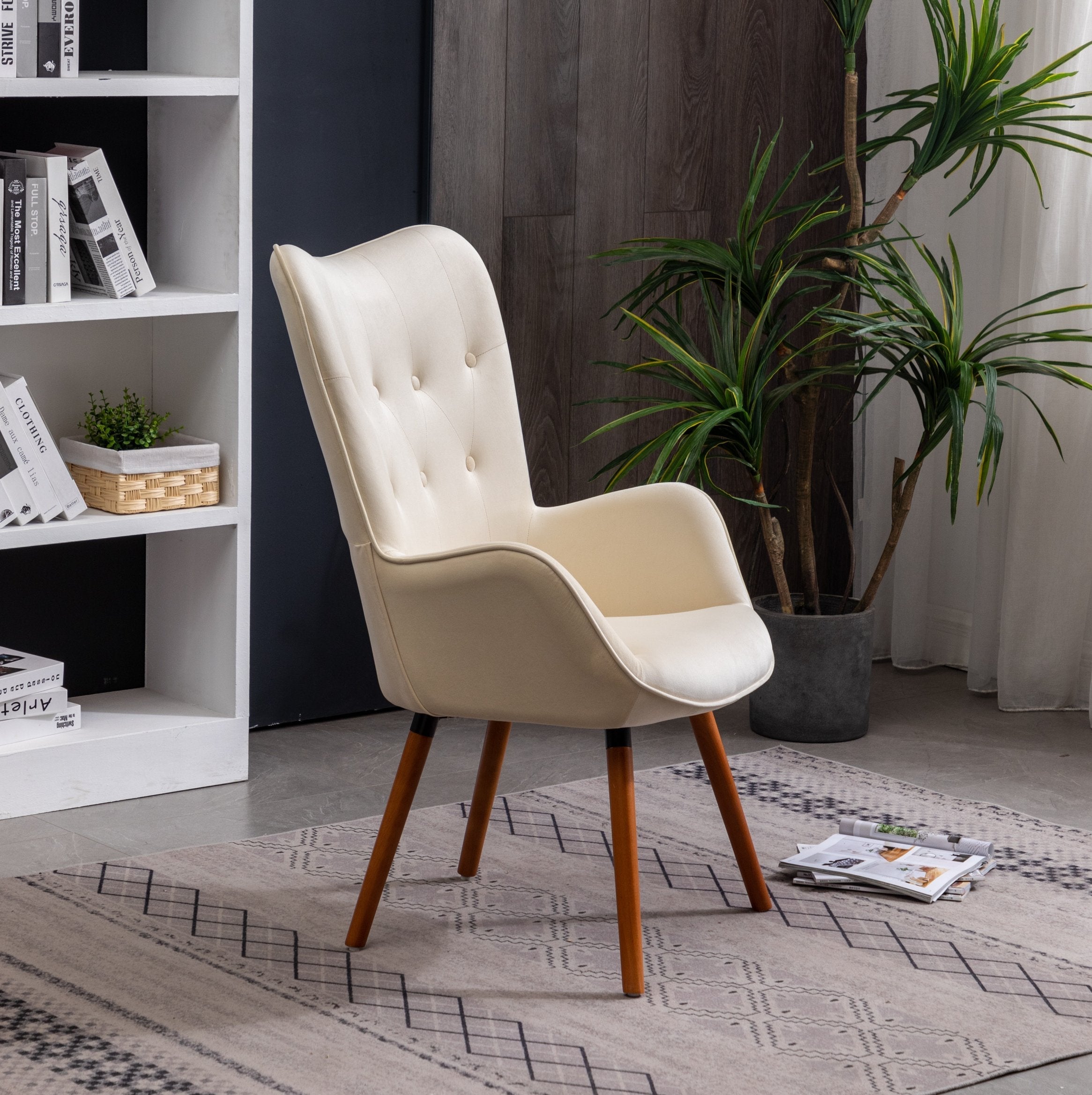 Roundhill Furniture Doarnin Contemporary Silky Velvet Tufted Button Back Accent Chair - Modern Living Room Seating for Home Office, Lounge & Bedroom Decor