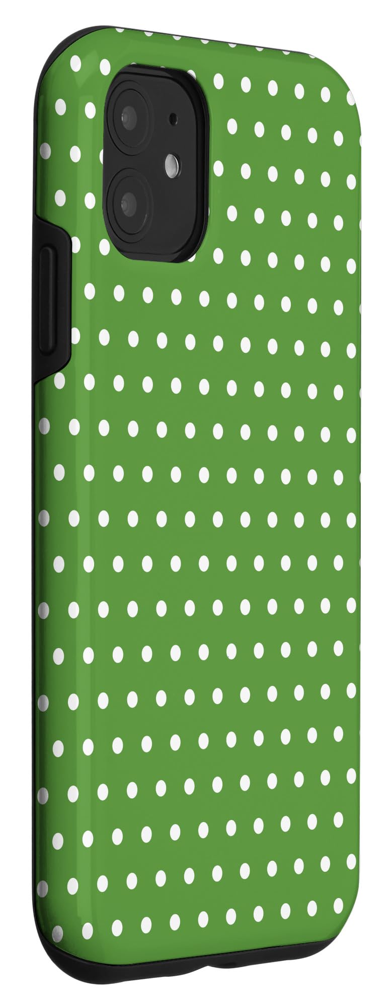 iPhone 11 Case - Grass Green & White Polka Dots Protective Cover | Slim Fit, Shockproof, Scratch Resistant | Perfect for Everyday Use, Travel, and Outdoor Activities