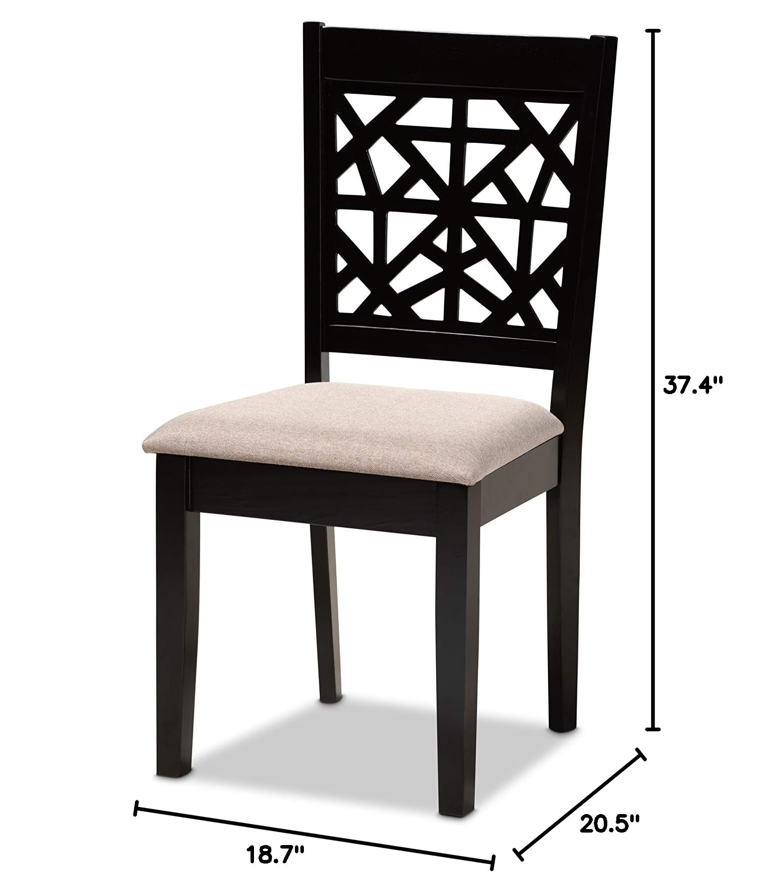 Baxton Studio Jackson 4-Piece Dining Chair Set - Upholstered Sand Fabric Seats with Espresso Brown Wood Finish - Perfect for Kitchen, Dining Room & Breakfast Nook
