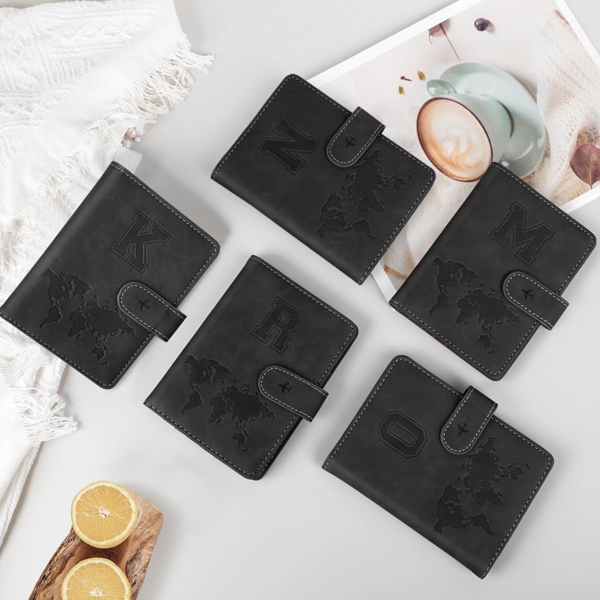 Personalized RFID Blocking Passport Holder Wallet Cover - Monogram Letter A-Z Travel Wallet Case for Women & Men (Black) | Secure Travel Document Organizer for Airports, Vacations & Business Trips