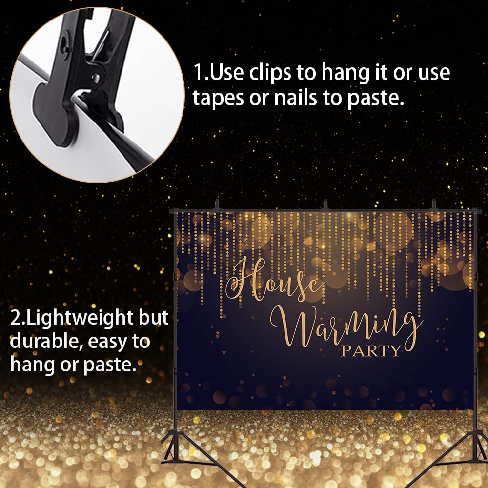 Black and Gold Bokeh Photography Backdrop - Elegant Housewarming Party Decor, Home Sweet Home Wall Hanging, New Home Gift Banner for Wedding, Baby Shower & Birthday Party Decorations