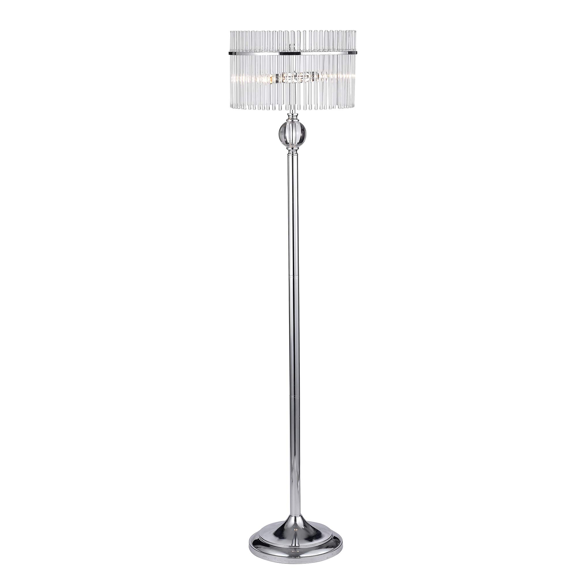 Tiffany FM056/3 Brunella Chrome 3-Light Crystal Clear Shade Floor Lamp - Silver Finish Modern Lighting for Living Room, Bedroom & Office Decor