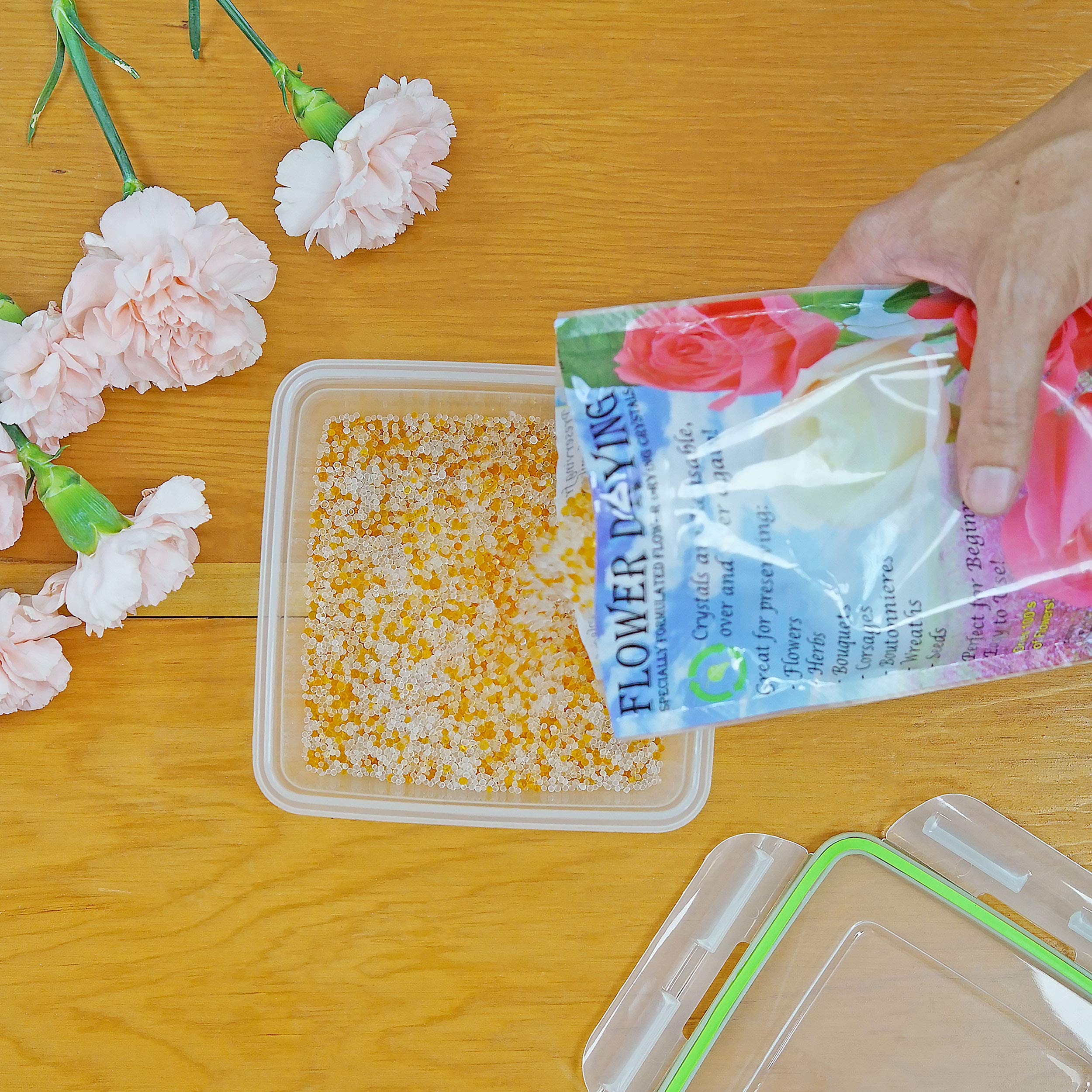 Premium Silica Gel Flower Drying Crystals - Fast Drying & Preserving Flowers, Wedding Bouquets, DIY Crafts - 1.5lb White & Orange Silica Beads (Pack of 2) - Perfect for Floral Arrangements, Pressed Flowers & Keepsakes