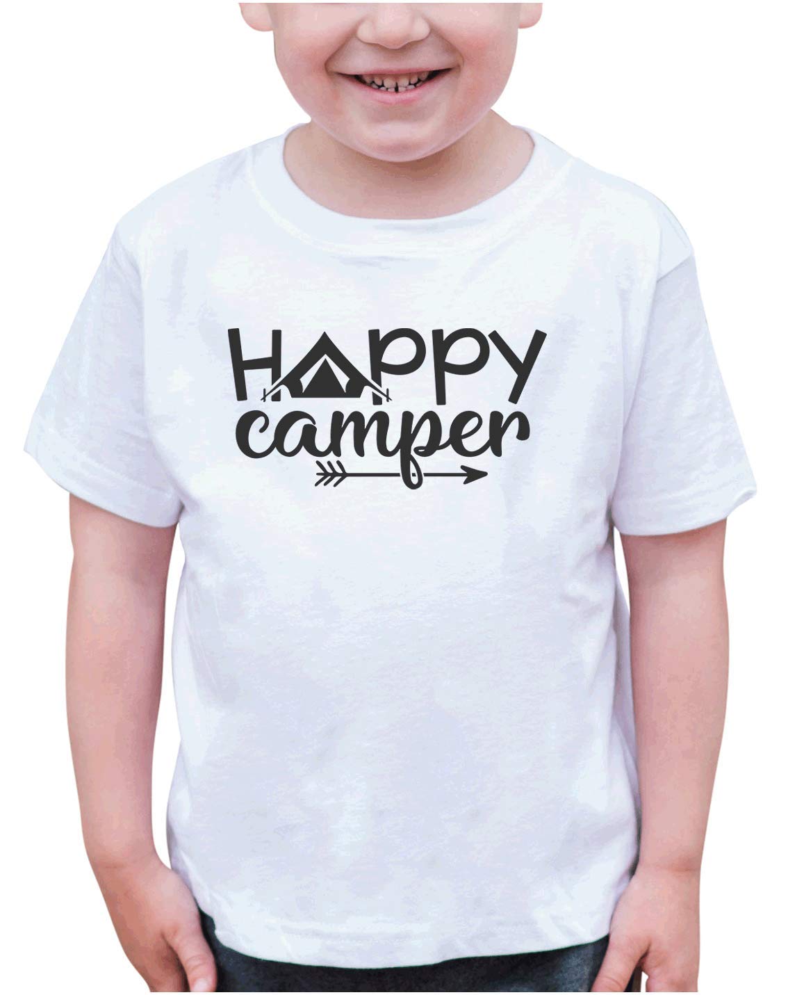 7 ate 9 Apparel Kids Happy Camper Tent White T-Shirt - Soft Cotton Tee for Outdoor Adventures & Camping Fun