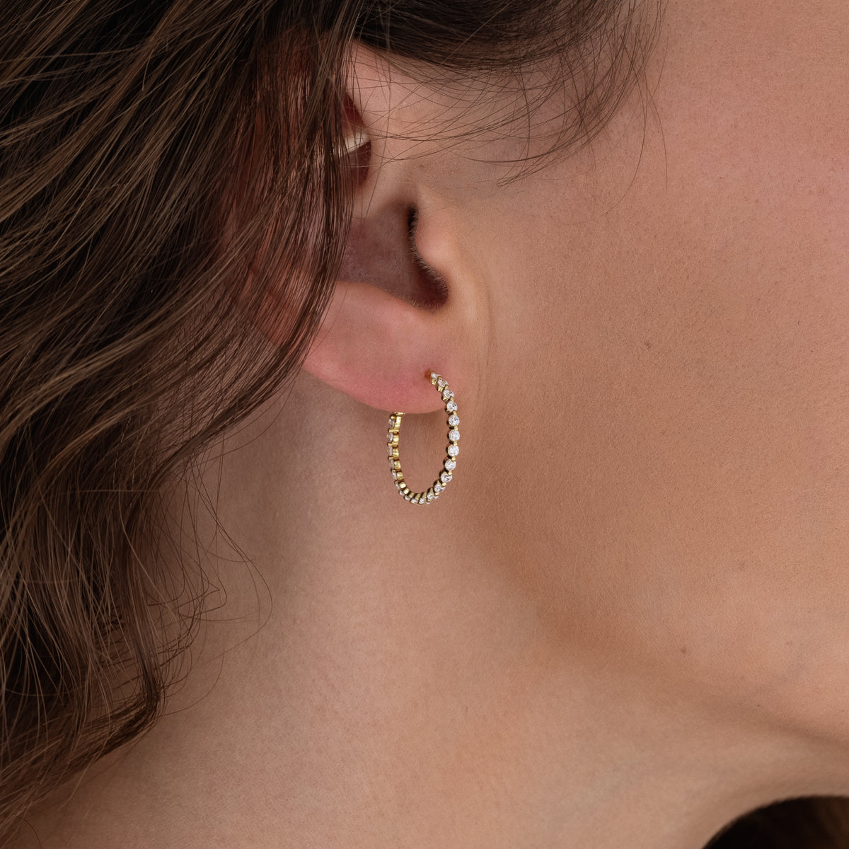 14K Gold Floating Diamond Hoop Earrings for Women - Elegant Dangle Earrings for Party, Wedding & Everyday Wear