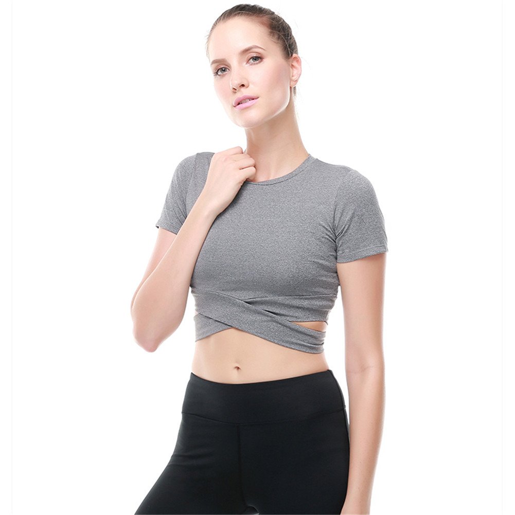 Fanceey Women's Yoga Shirt - Breathable Crop Top for Fitness, Gym & Workout - Trendy Athletic Wear for Yoga, Pilates & Running
