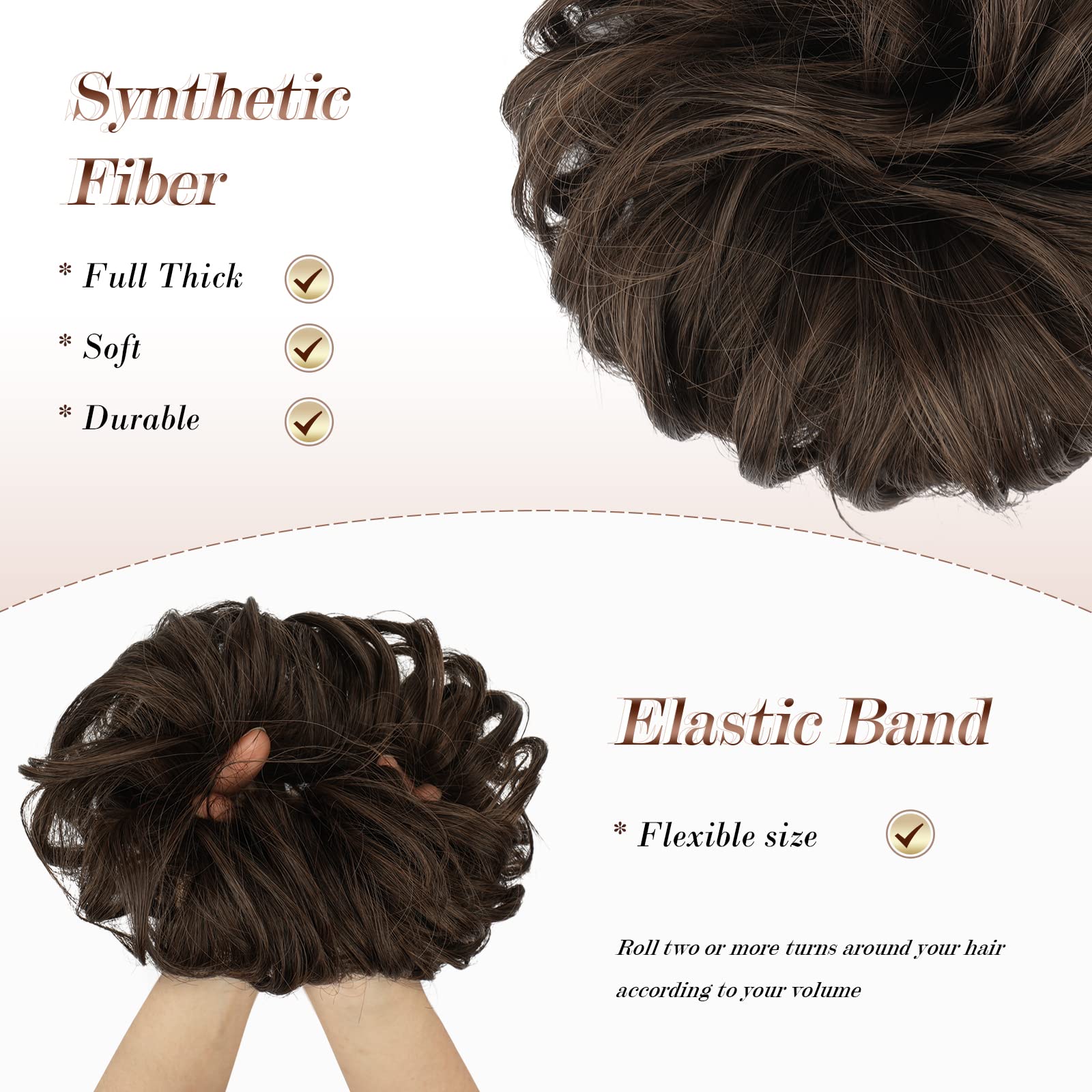 Large Curly Hair Bun Scrunchie Extension - Perfect for Ponytails, Updos & Everyday Hairstyles