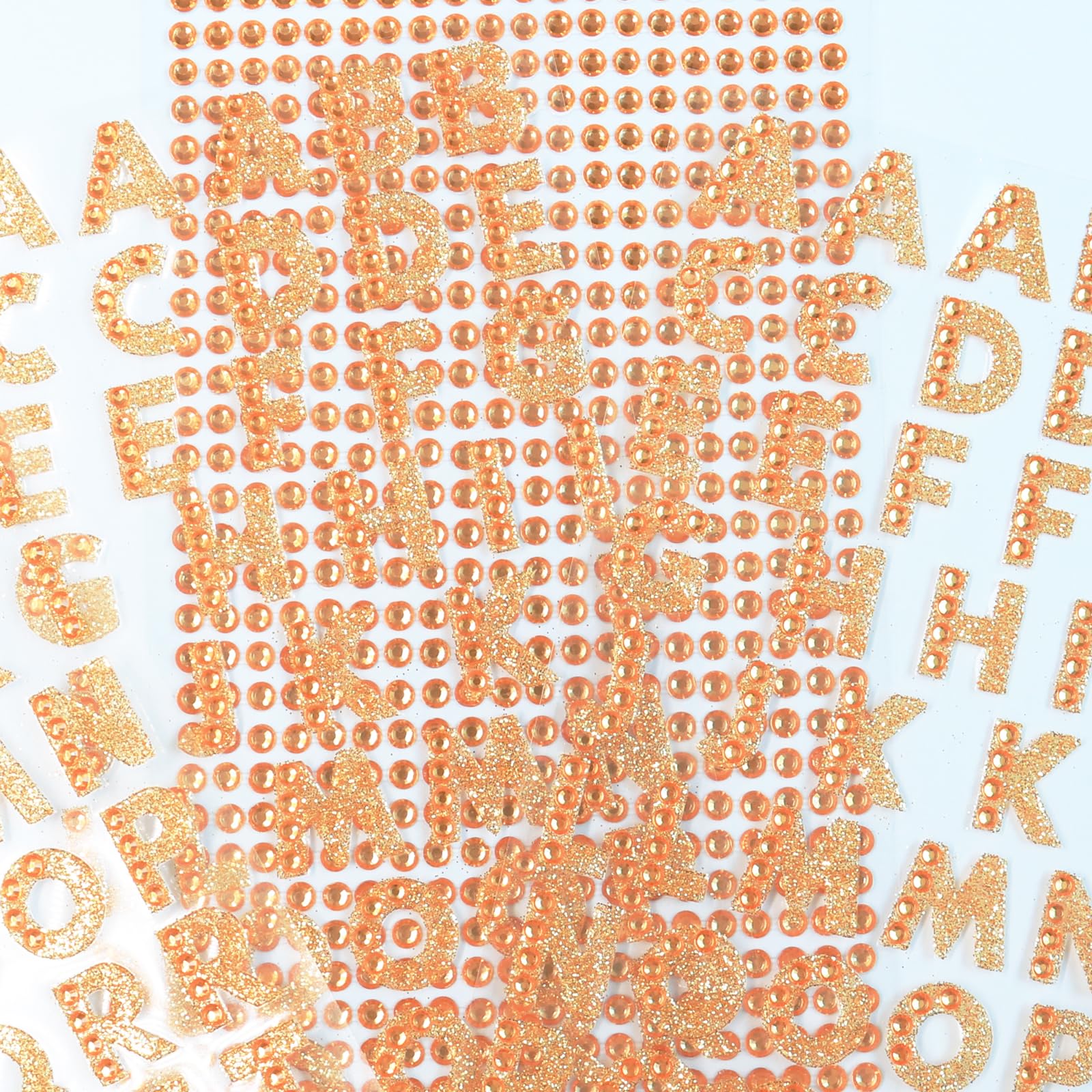 3 Sheets Glitter Alphabet Stickers + 1 Sheet Rhinestone Letters - Self-Adhesive Decorative Stickers for Scrapbooking, DIY Crafts, Journals, Phone Cases & Nail Art (Orange) - Perfect for Party Decor, Gift Wrapping & Personalized Projects