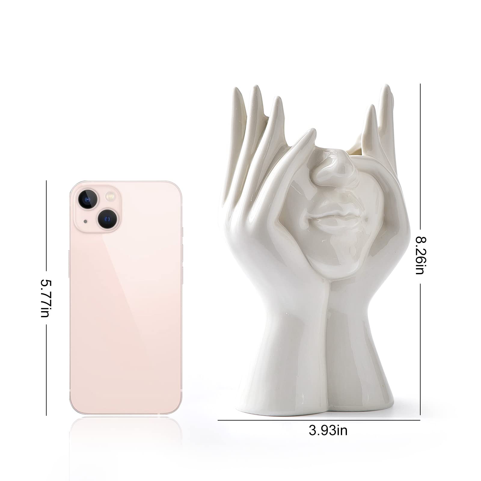 FJS Ceramic Face Vases - Set of 3 White Modern Decorative Flower Vases for Home & Office Decor | Perfect for Table Centerpiece, Shelf Display in Living Room, Bedroom, or Workspace