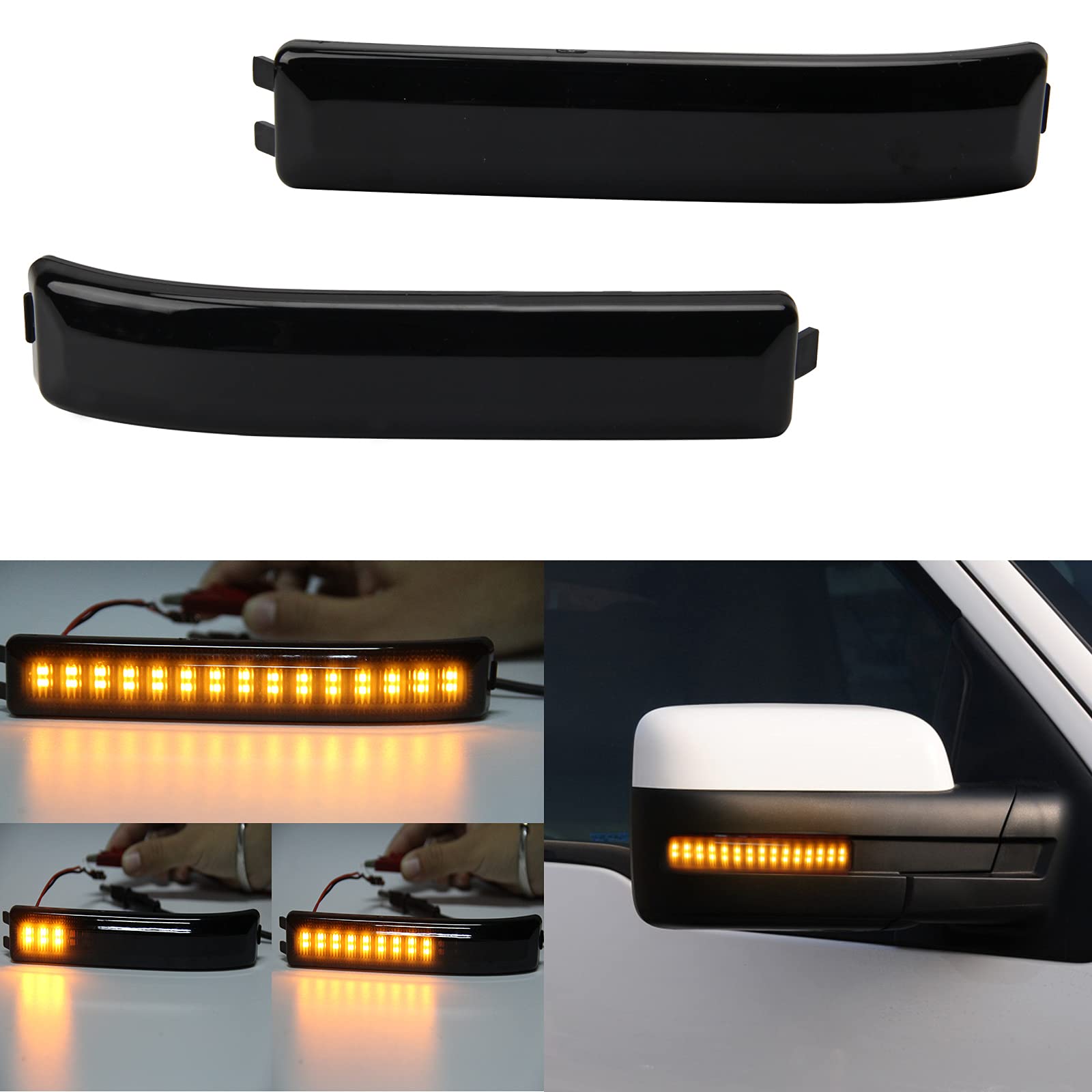 Amber Smoked Lens 30-LED Sequential Turn Signal Side Marker Lights Kit for Ford F150 2009-2014 & Raptor 2010-2014 (DK029-2LY) - Upgrade Your Truck's Style & Safety for Night Driving & Off-Road Adventures