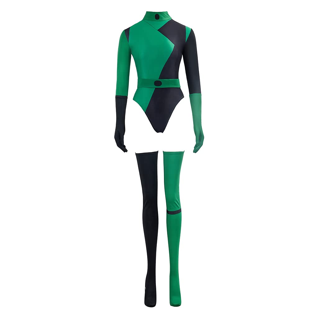 Women's Shego Cosplay Costume - Green Jumpsuit with Gloves & Stockings | Halloween, Comic-Con & Cosplay Party Outfit | Perfect for Disney Villains Theme Parties & Anime Events