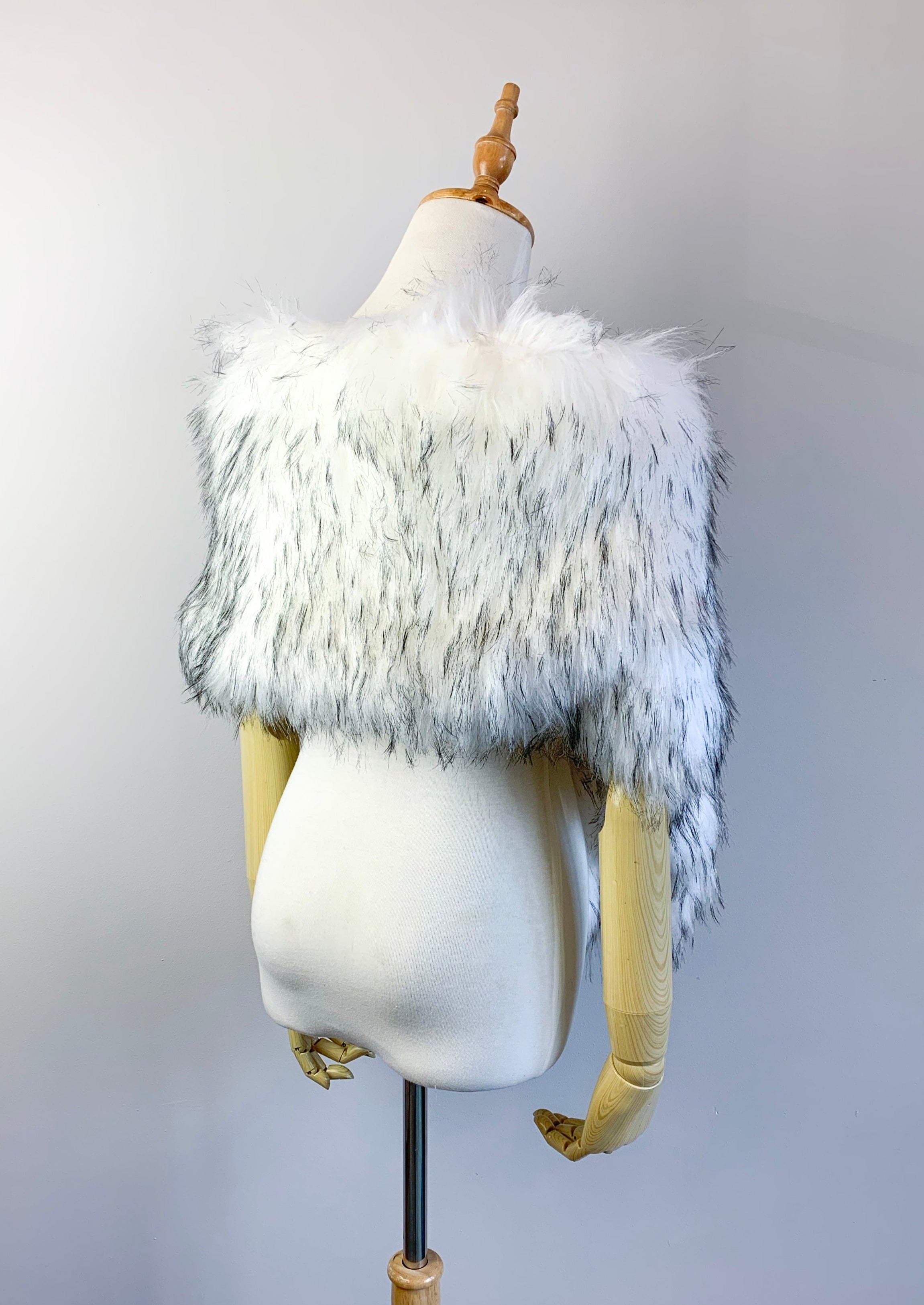 Lilian Wht02 White & Black Fur Shawl - Elegant Winter Wrap for Women | Perfect for Parties, Weddings & Cold Weather Fashion