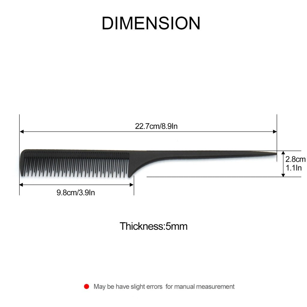Rattail Teaser Comb for Hair Styling - Perfect for Sectioning, Detangling & Creating Volume - Salon & Home Use