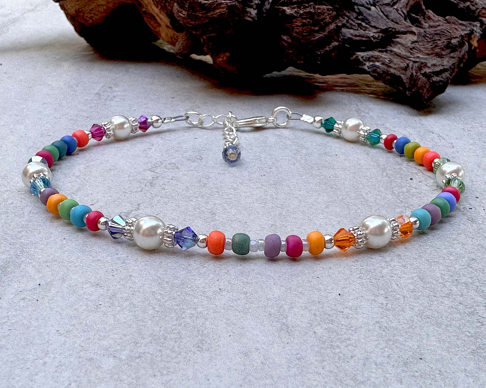10 Pack Summer Candy Rainbow Beaded Anklets for Women - Colorful Bohemian Beach Ankle Bracelets - Perfect for Music Festivals, Vacations & Summer Outfits