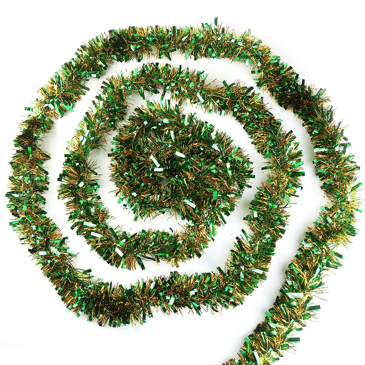 CCINEE 33ft Green Tinsel Christmas Garland - Premium Twisted Hanging Decor for Holiday Trees, Weddings, Birthday Parties & Home Decoration | Perfect for Xmas Decor, Party Backdrops & Festive Room Decorating