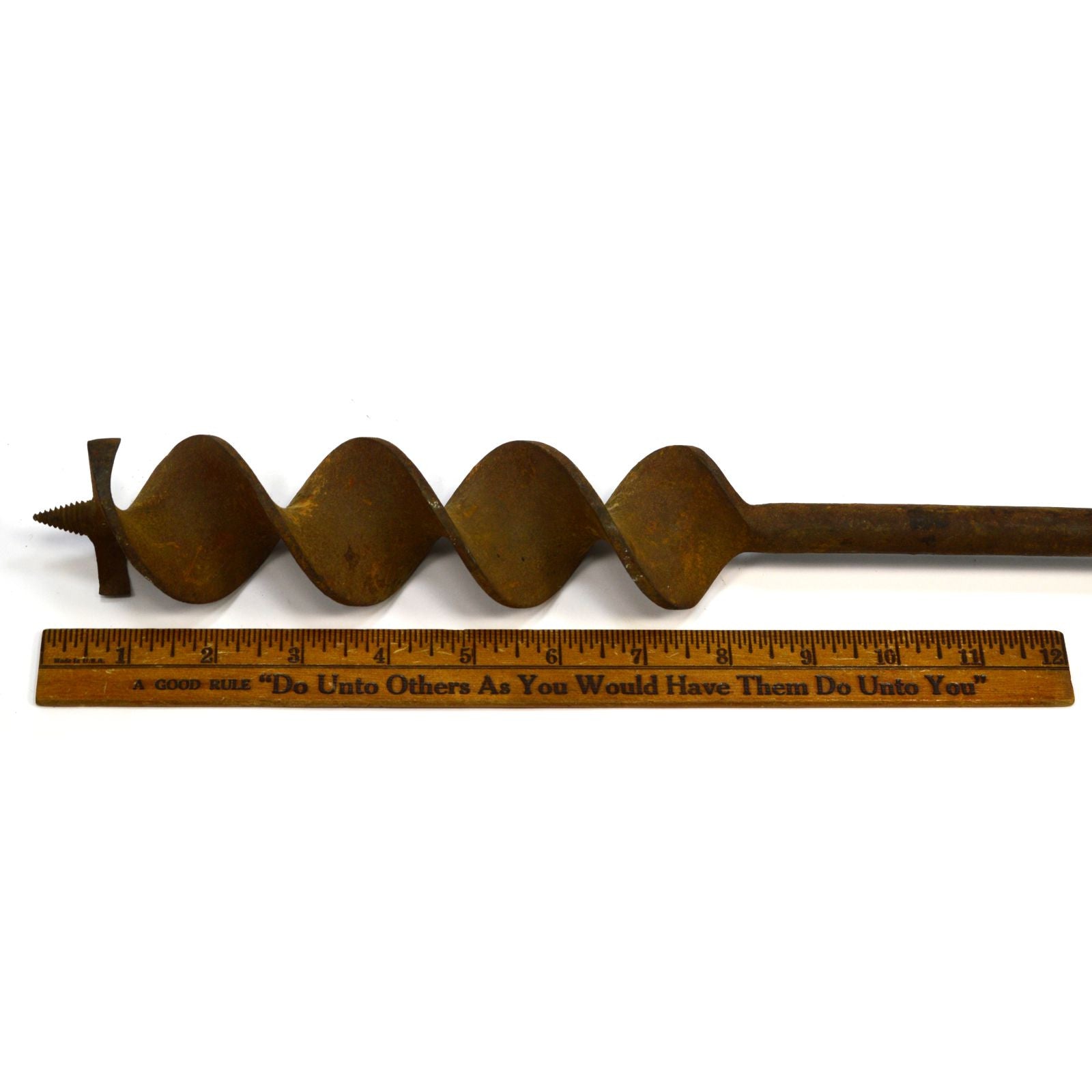 Antique T-Handle Beam Auger - Unbranded Log Boring Tool with 2 Bore Bits - Primitive Wood Drill for Carpentry, DIY Projects & Timber Construction