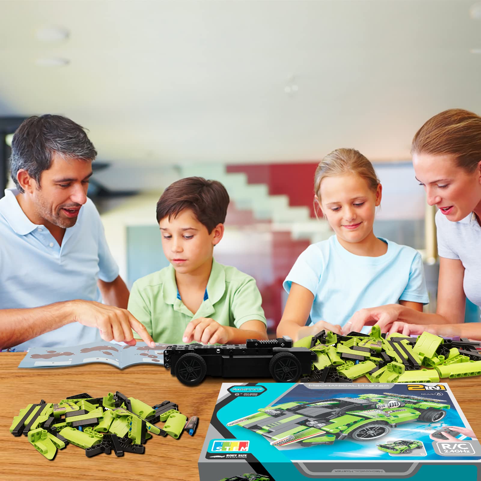 STEM Educational Building Toys for Kids Ages 6-9 - 2-in-1 Remote Control Race Car Construction Kit with Snap-Together Engineering Blocks | Creative Learning Toy for Boys & Girls | Perfect Birthday Gift & Classroom STEM Activity