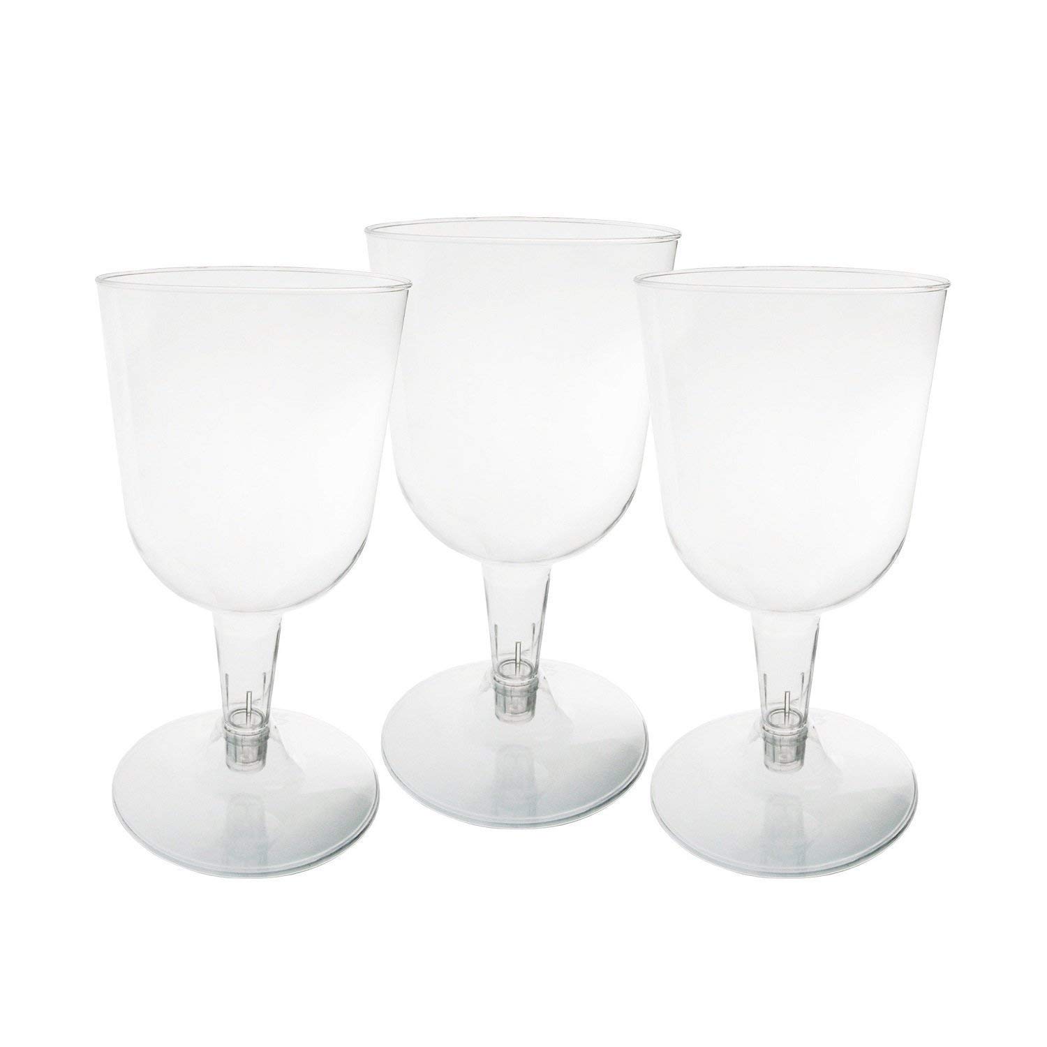 PMU 5 oz Clear Plastic Wine Glasses - 2 Piece Set (40/Pack, 6 Packs) - Shatterproof Cups for Parties, Picnics, Weddings & Outdoor Events