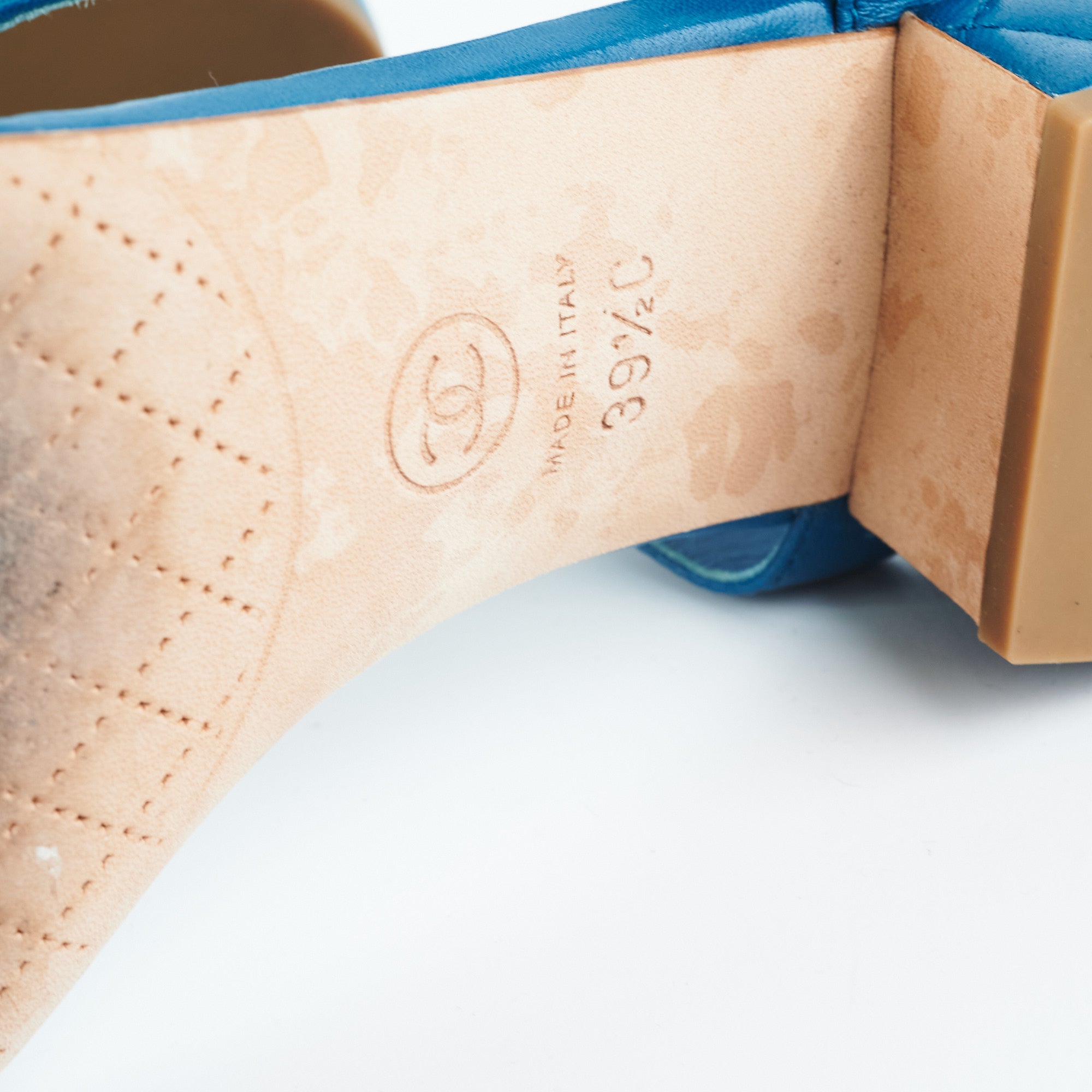 Chanel Blue Leather Sandals for Women - Size 39.5 EU (US 9) - Comfortable Luxury Summer Shoes for Beach, Vacation & Casual Outings