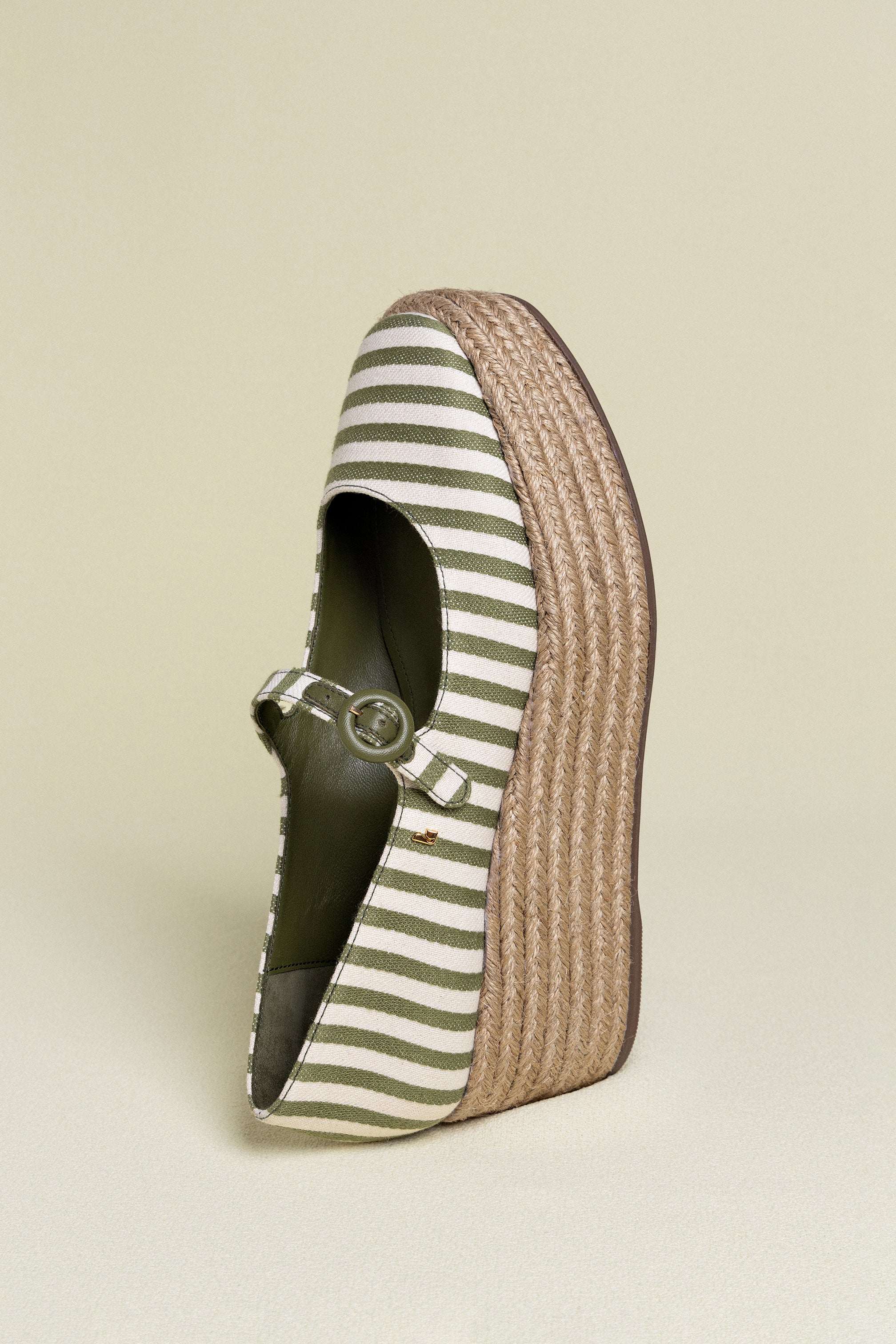 Blair Flatform Sandals in Seaweed Striped Fabric - Comfortable Summer Beach Shoes for Women | Perfect for Vacation, Poolside, and Casual Outings