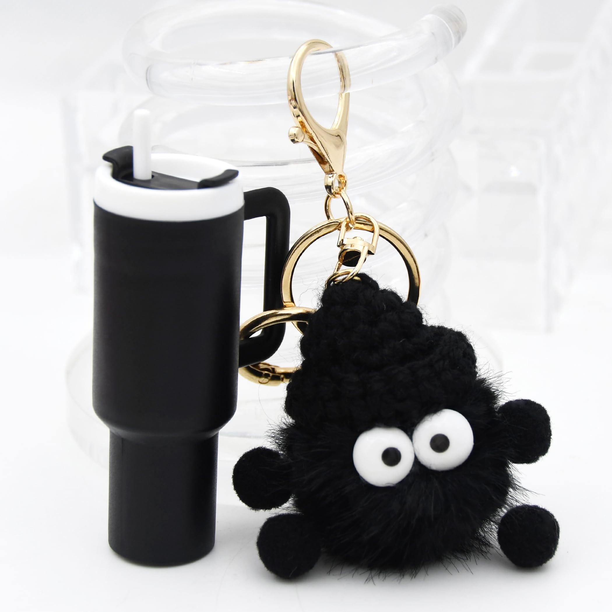 Cute Mini Tumbler Keychain - Stanley Cup Inspired Plush Ball Pendant for Handbags & Backpacks | Soft Artificial Keychain Charm for Women | Perfect Gift for Coffee Lovers & Cup Collectors