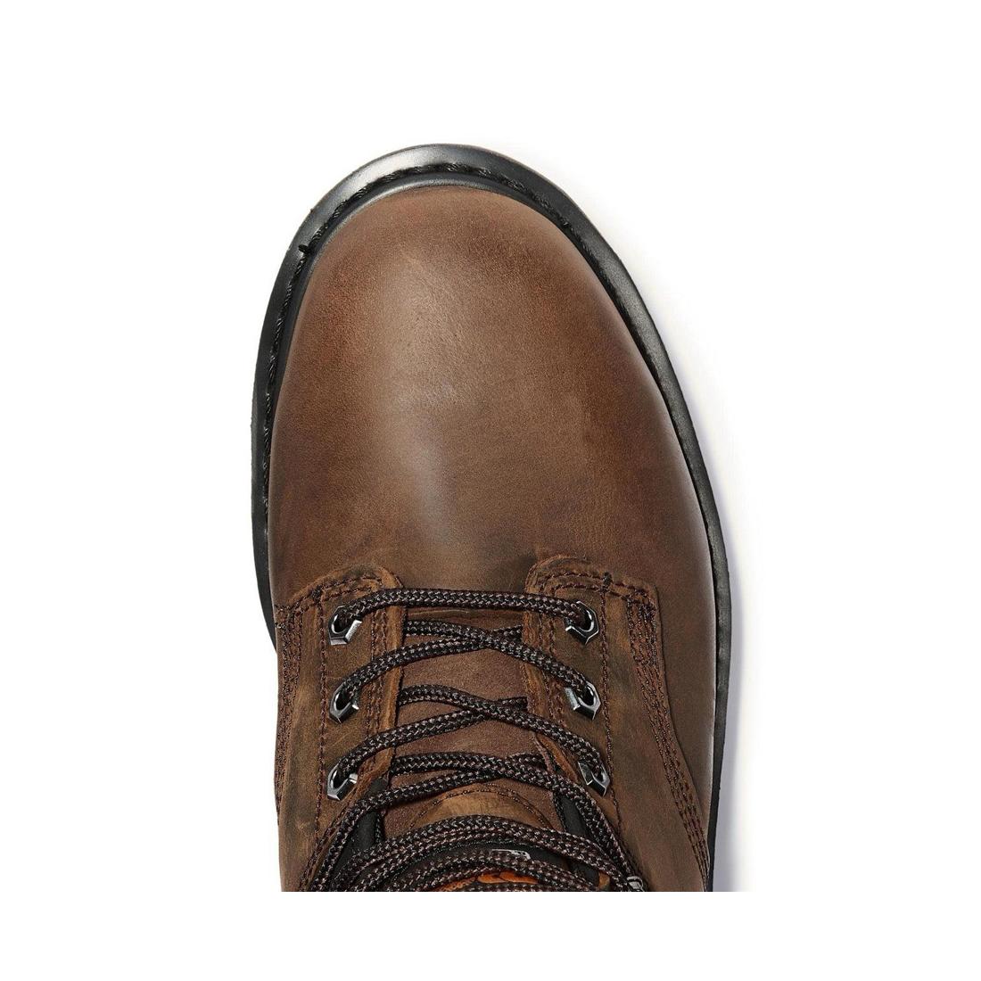 Pit Boss 6 Inch Steel Toe Work Boots for Men - Brown Safety Shoes with Slip Resistant & Electrical Hazard Protection - Ideal for Construction, Warehouse & Outdoor Work