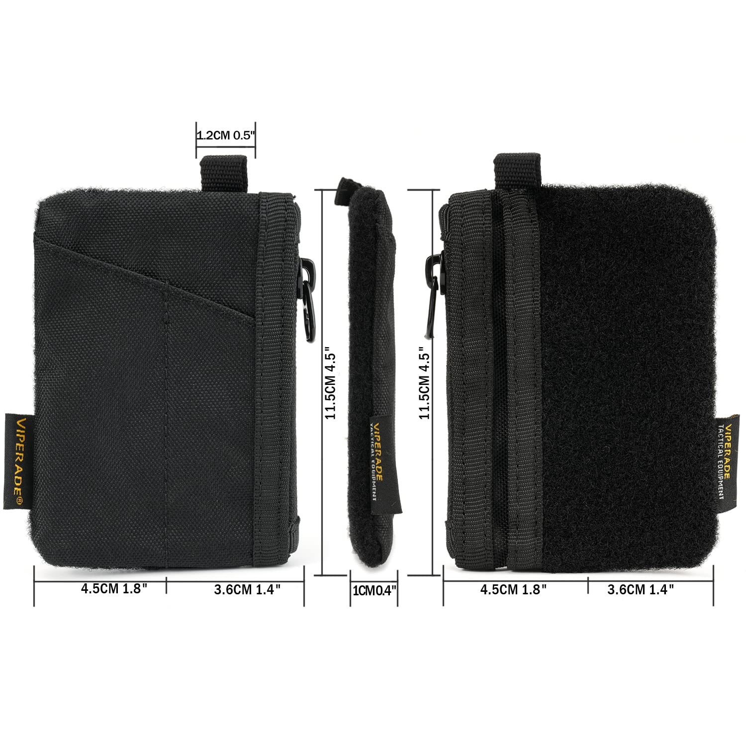 VIPERADE VE17 Mini EDC Pocket Pouch - 4-Pocket Compact Organizer with Hook & Loop Closure - Small Multitool Pouch for Everyday Carry (Black) | Perfect for Tactical Gear, Camping, Hiking & Outdoor Adventures