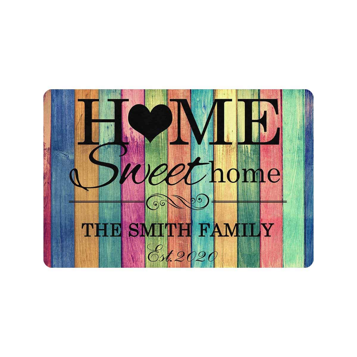 Custom Personalized Family Name Doormat 24x16 Inches - Home Sweet Home Welcome Mat for Indoor & Outdoor Entrance - Non-Slip Coir Rug for Front Door Decor - Perfect for Housewarming Gifts & Holiday Decorations